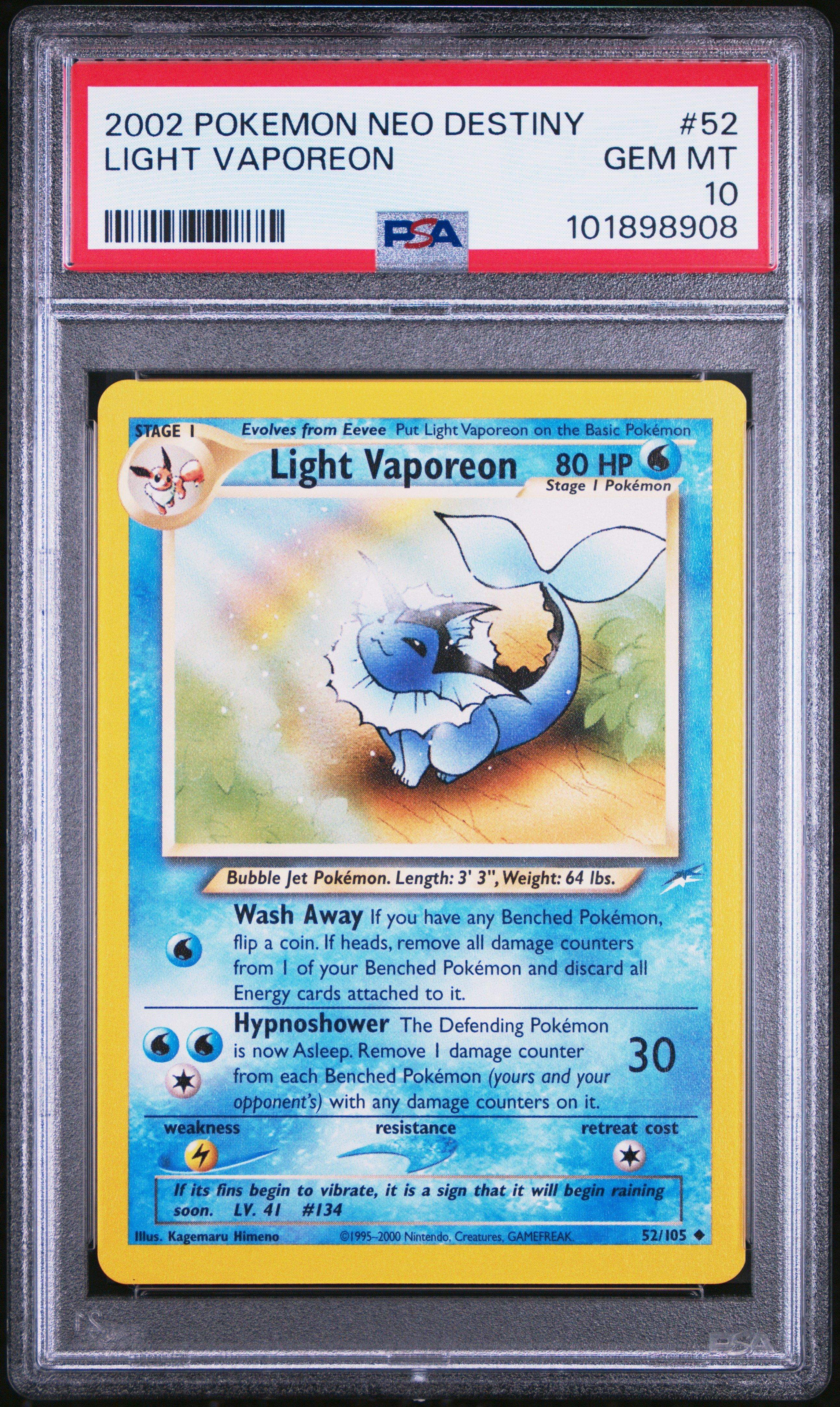 2002 Pokemon Neo Destiny 52 Light Vaporeon PSA