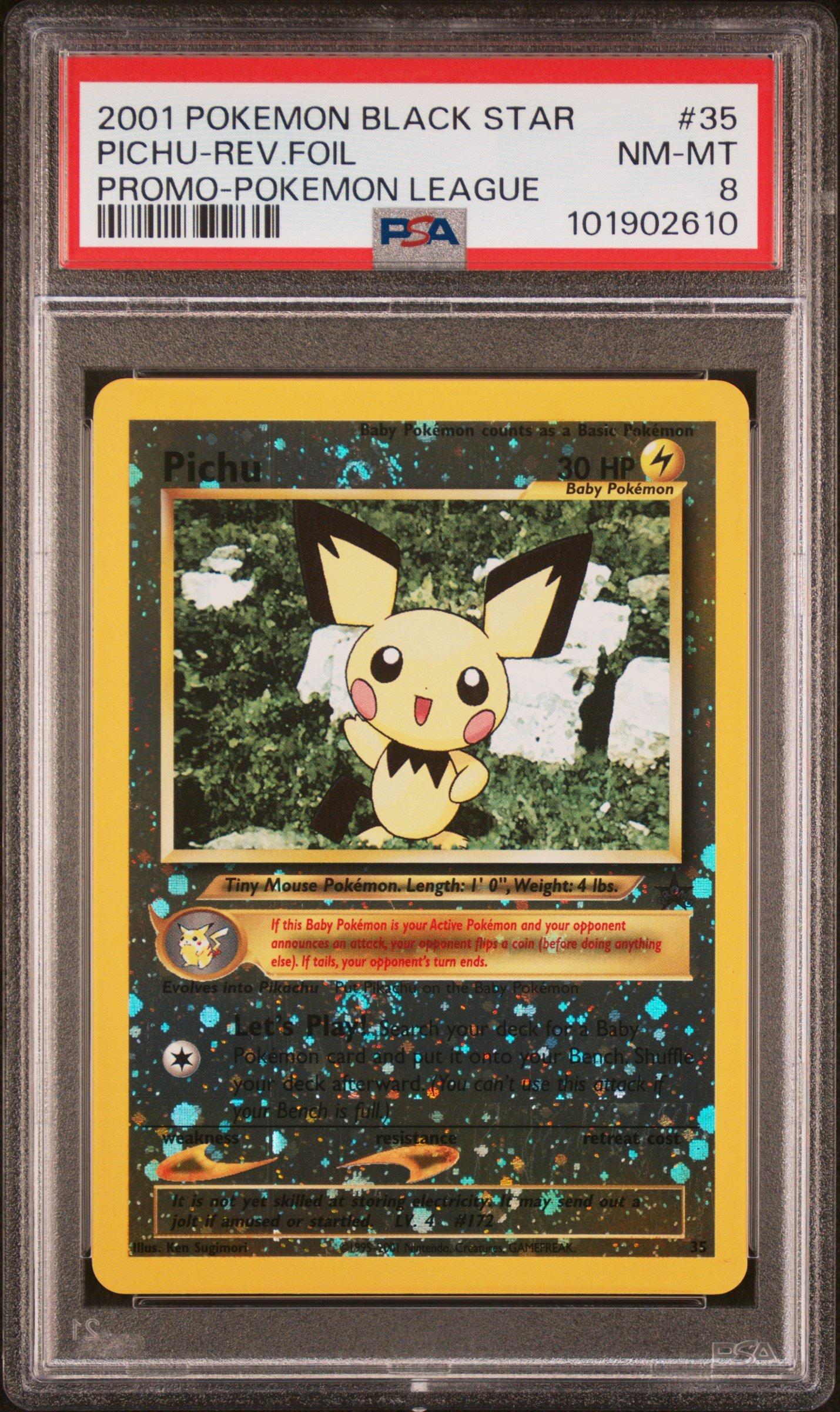 2001 Pokemon Promo Black Star 35 Pichu-reverse Foil Pokemon League PSA