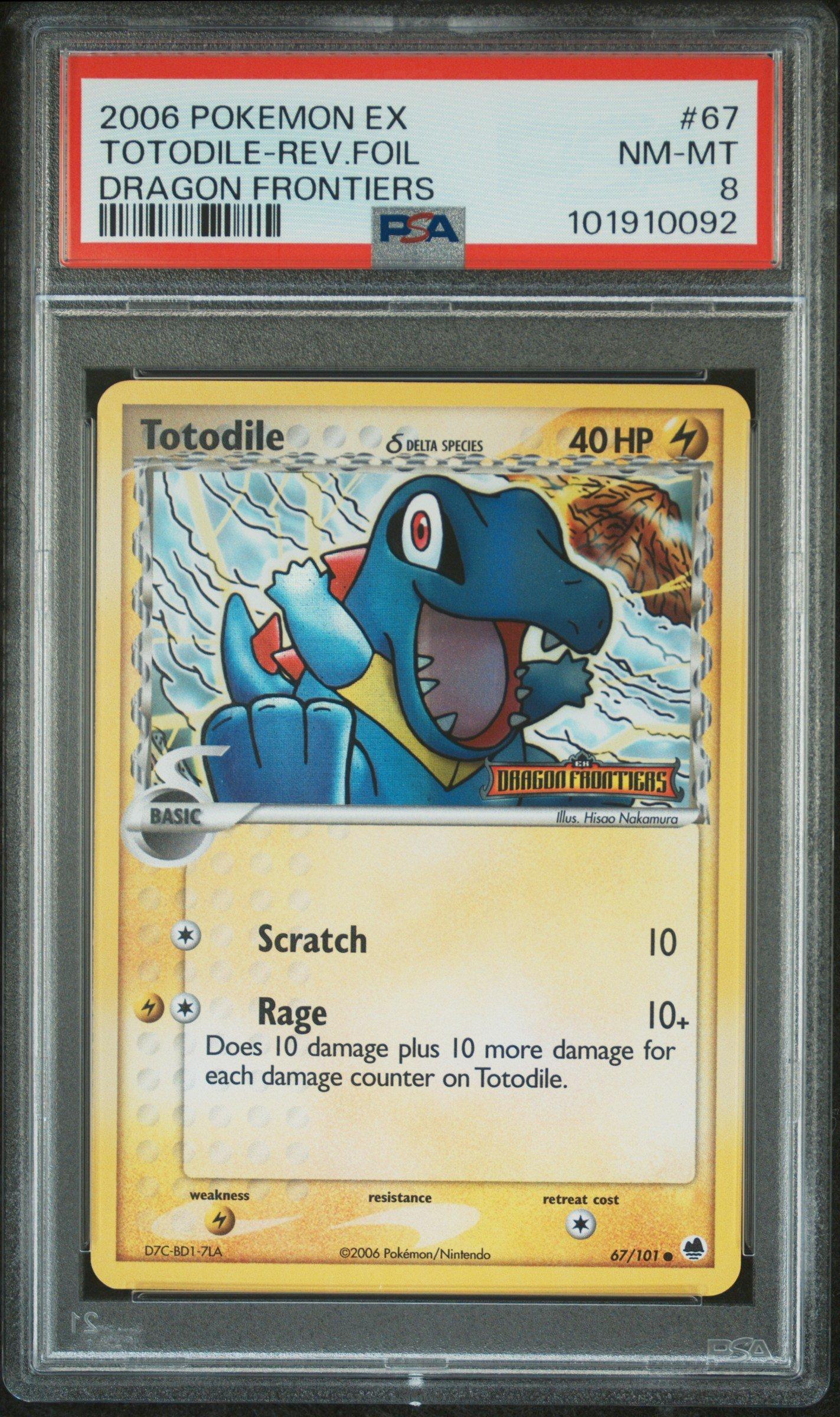 2006 Pokemon Ex Dragon Frontiers 67 Totodile-reverse Foil PSA 8
