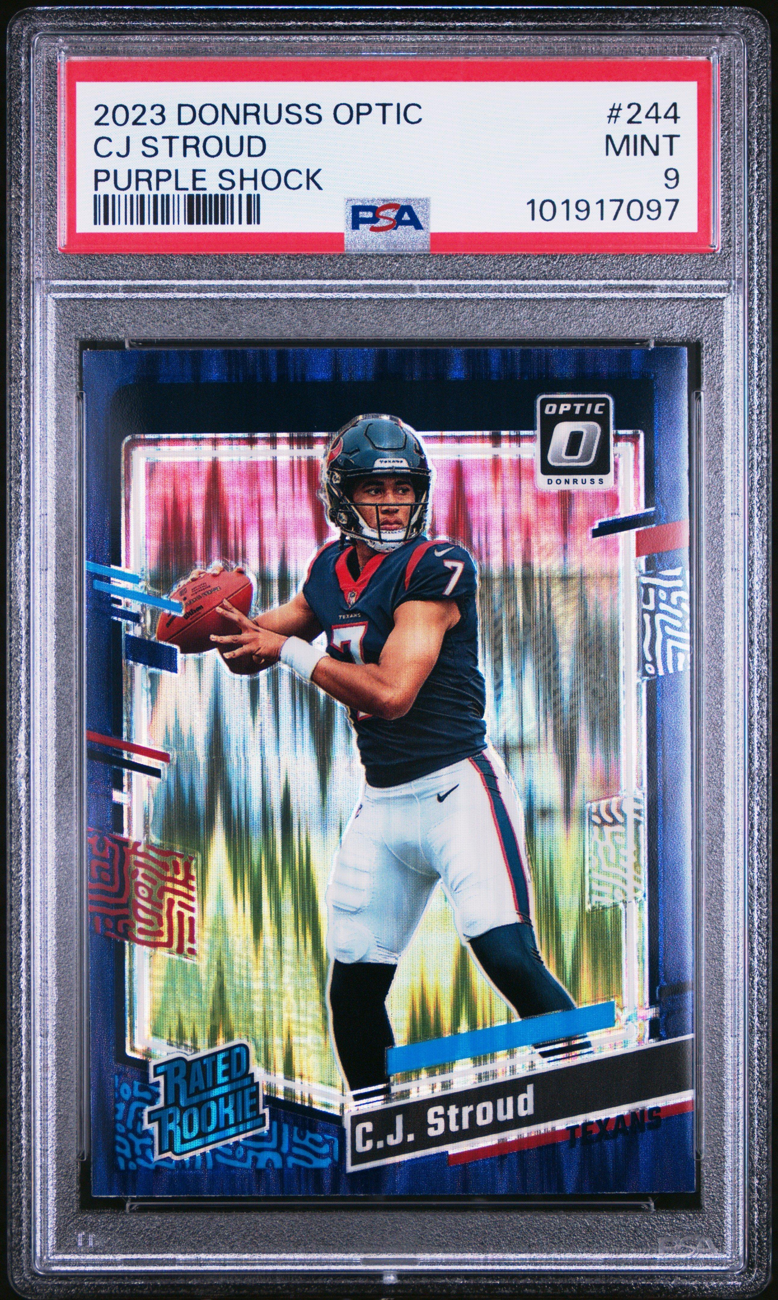 2023 Panini Donruss Optic 244 Cj Stroud Purple Shock PSA