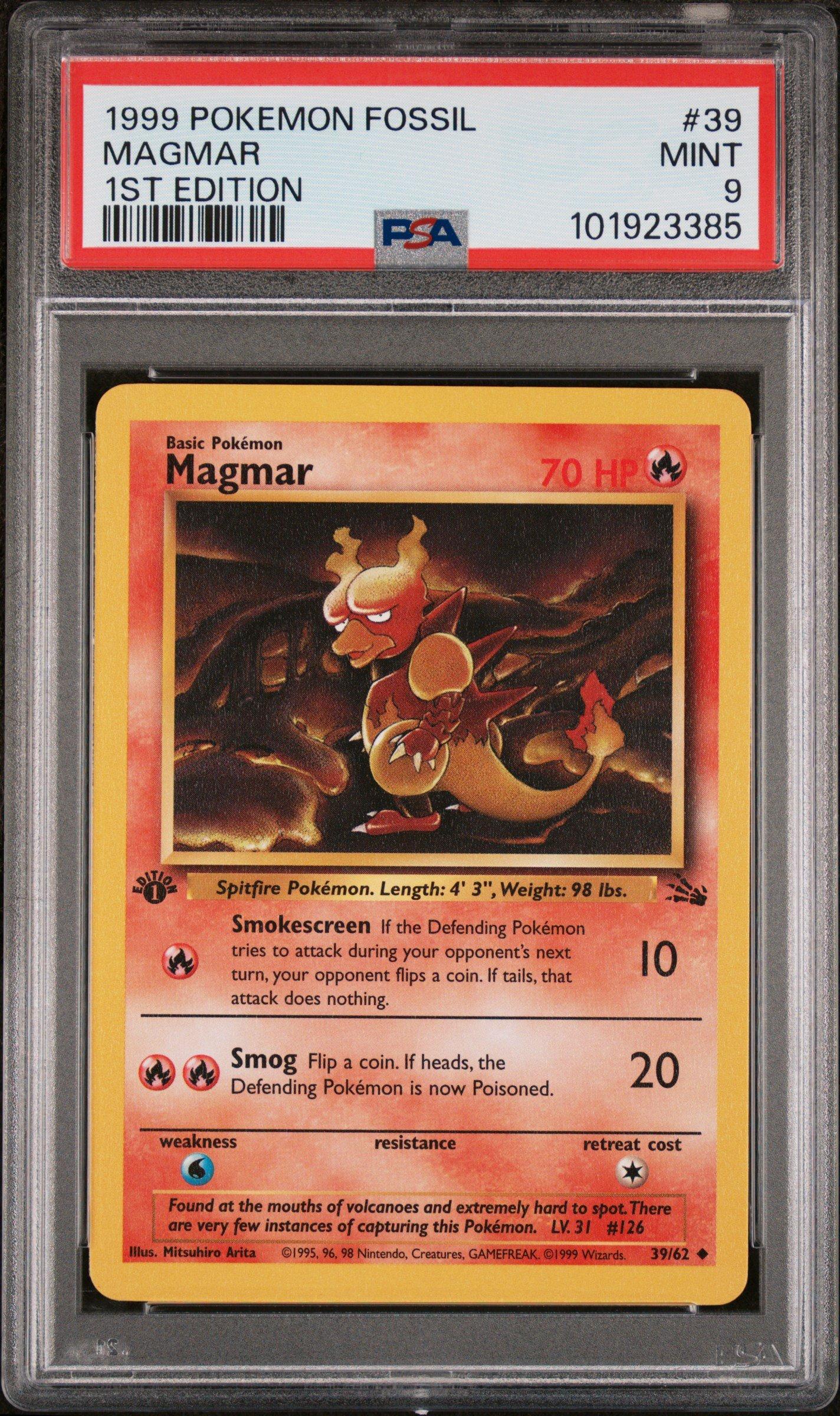 1999 Pokemon Fossil 39 Magmar 1st Edition PSA