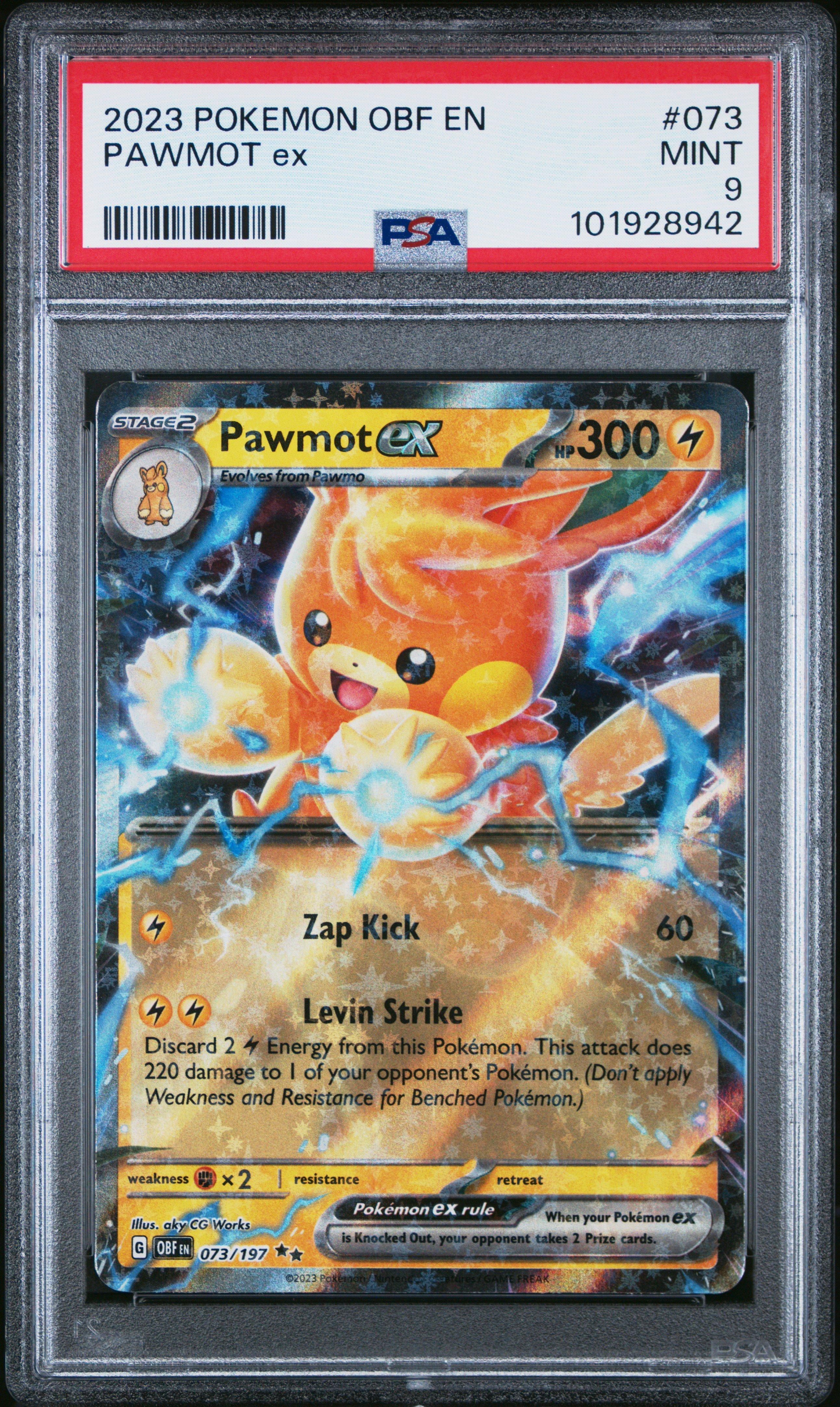 2023 Pokemon Obf En-obsidian Flames 073 Pawmot Ex PSA