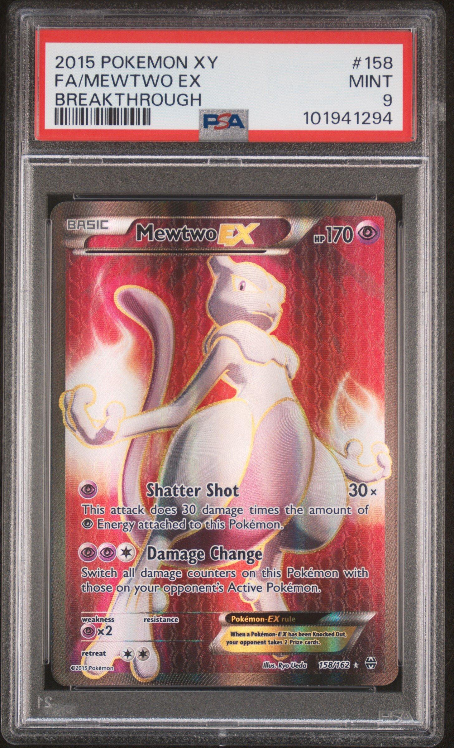 2015 Pokemon Xy Breakthrough 158 Full Art/mewtwo Ex PSA 9 Graded