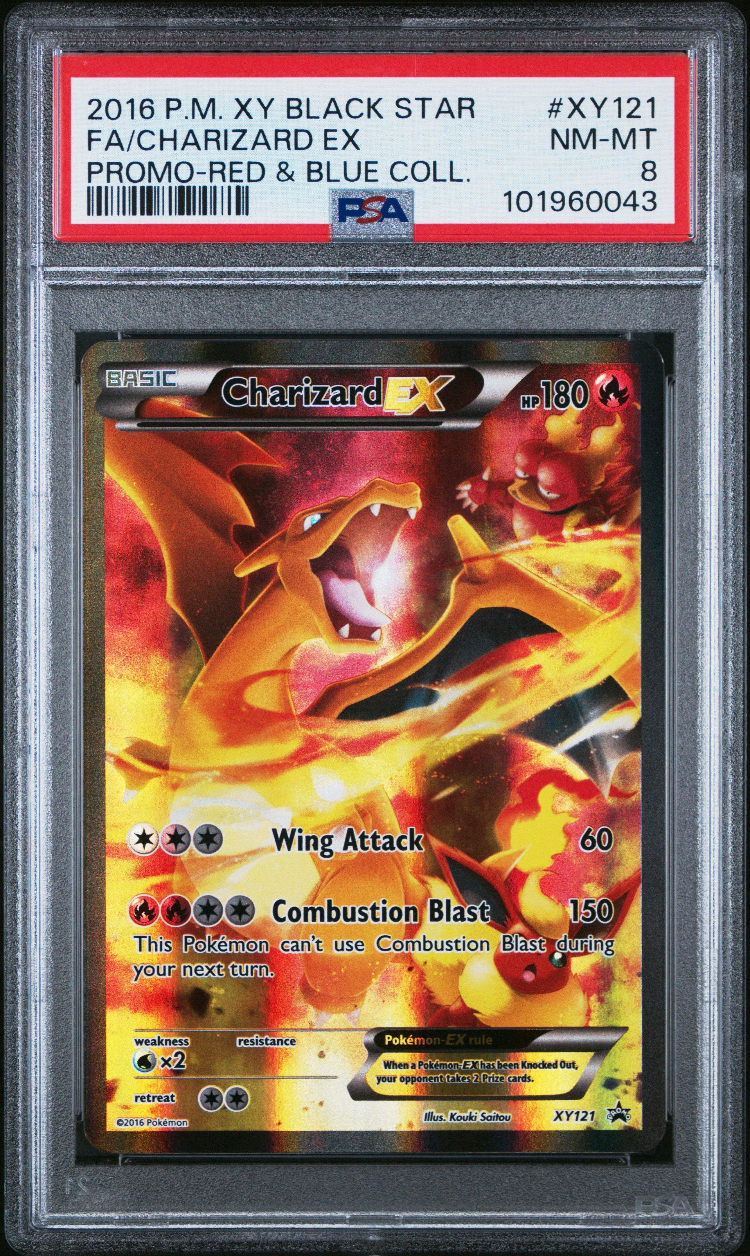 2016 Pokemon Xy Black Star Promo Xy121 Full Art/charizard Ex Red & Blue Collection PSA