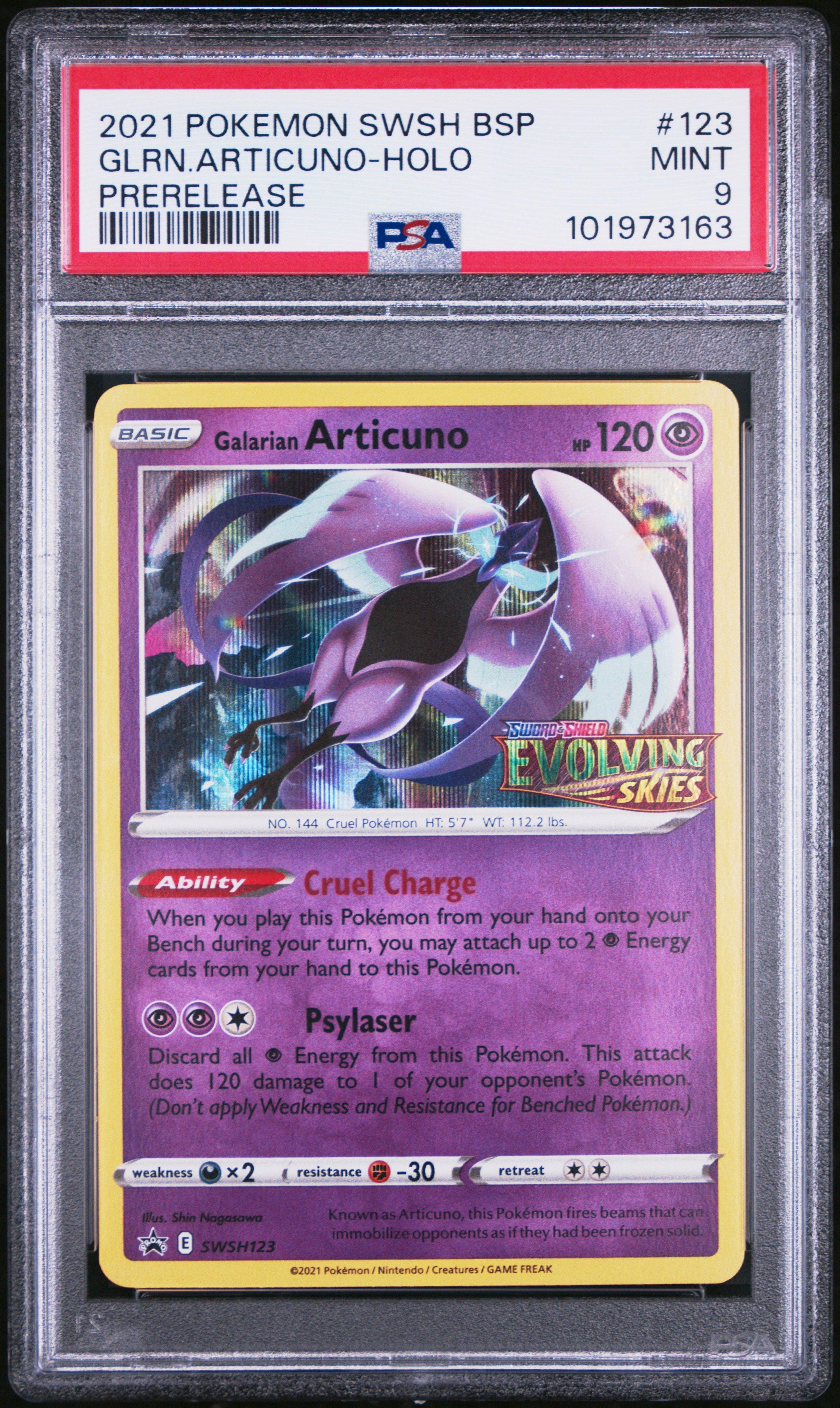 2021 Pokemon Swsh Black Star Promo 123 Galarian Articuno-holo Prerelease PSA