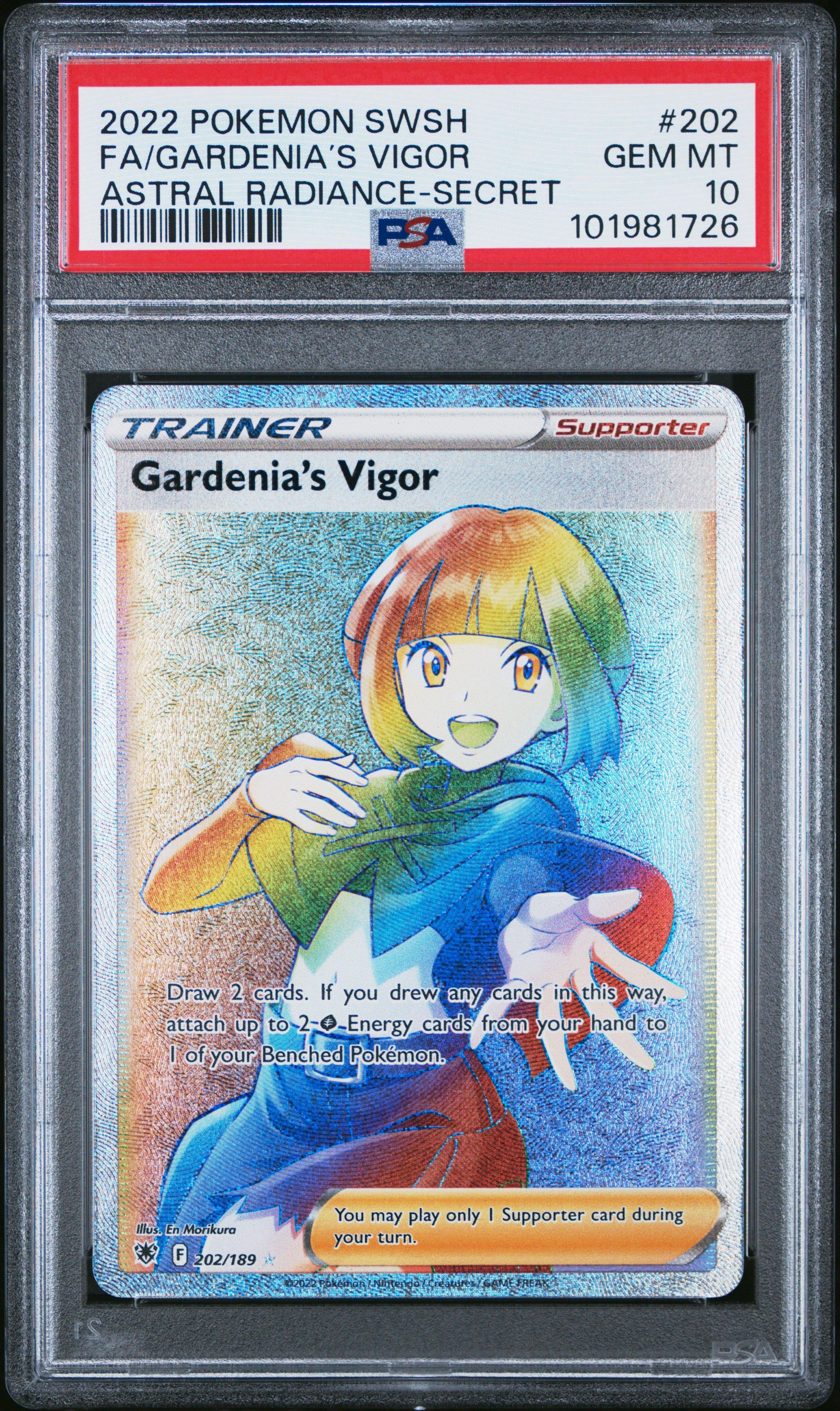 2022 Pokemon Sword & Shield Astral Radiance 202 Full Art/gardenia's Vigor Secret PSA 10