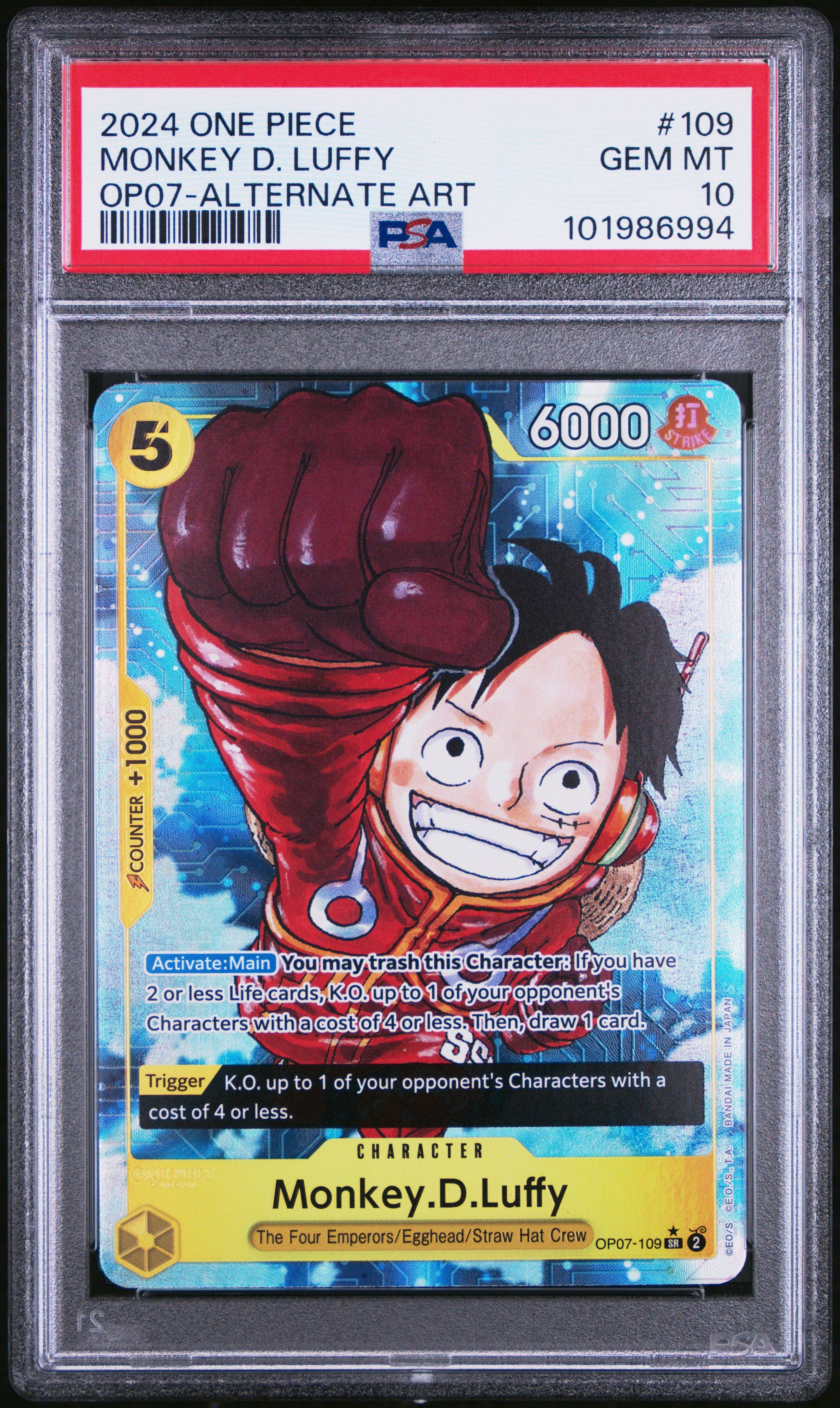 PSA9 MONKEY D. LUFFY ALTERNATE ART ルフィ PSA 9 MINT JAPANESE ONE PIECE 2023 MONKEY D. LUFFY OP05-060 ALT