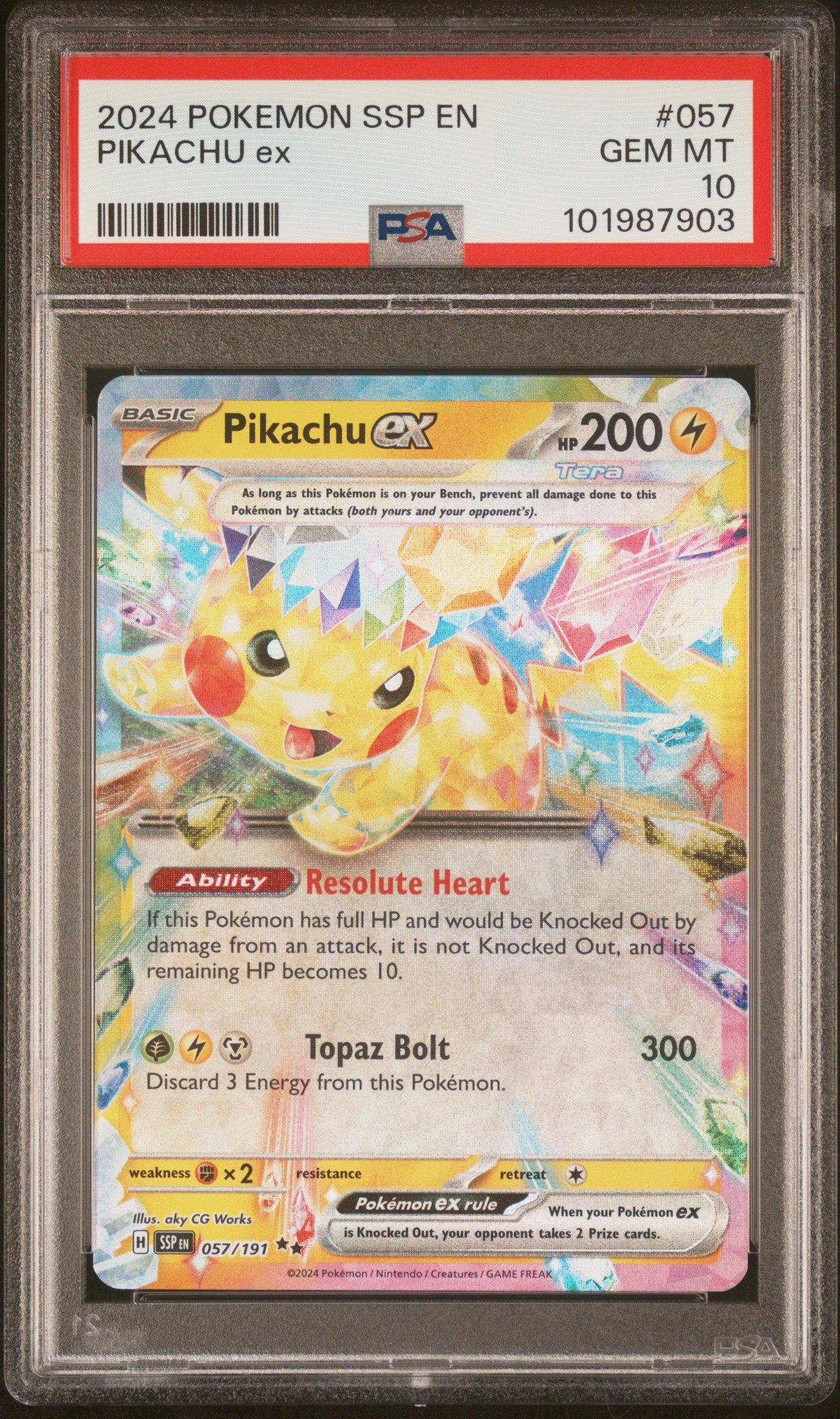 2024 Pokemon Ssp En-surging Sparks 057 Pikachu Ex PSA 10 Graded