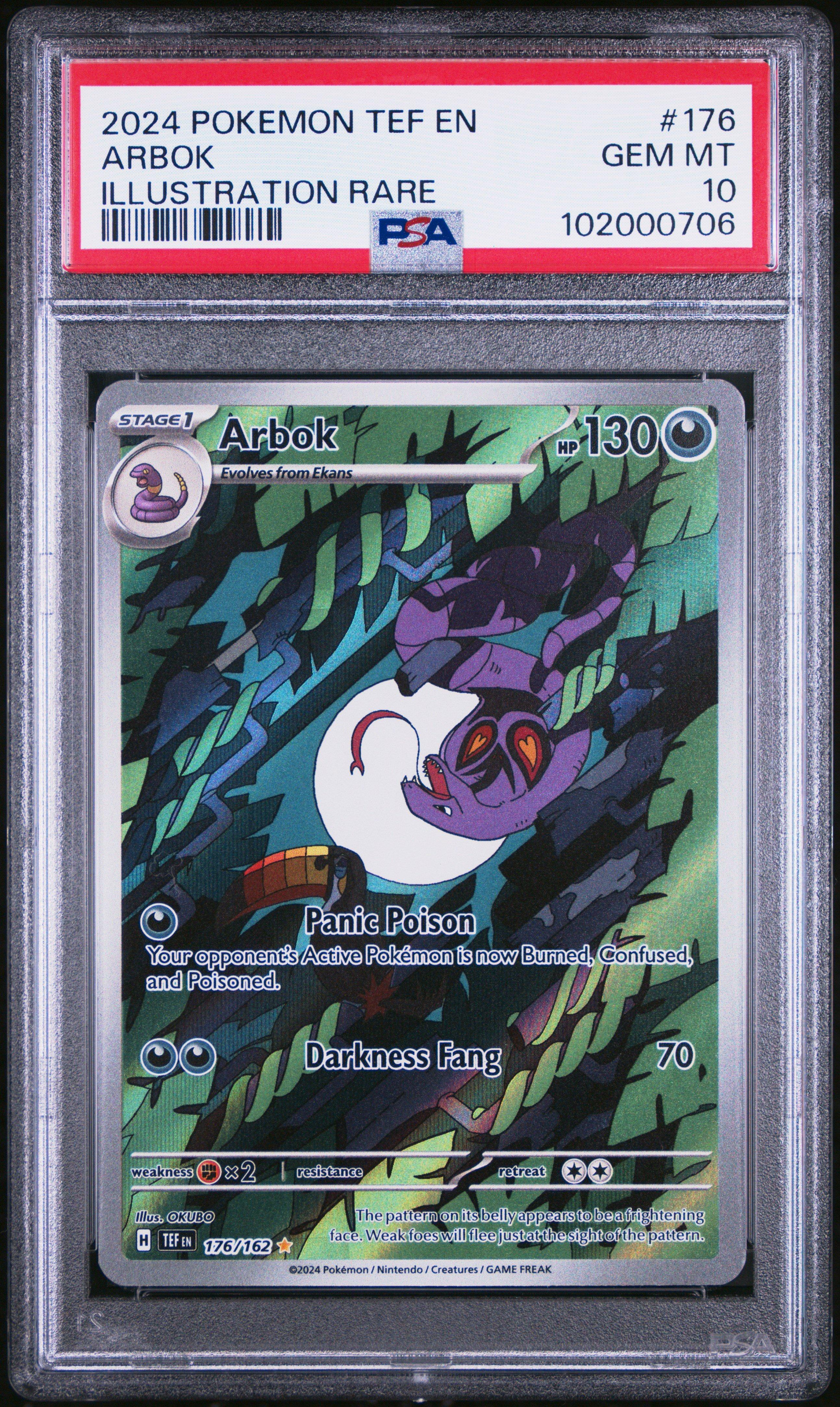 2024 Pokemon Tef En-temporal Forces 176 Arbok Illustration Rare