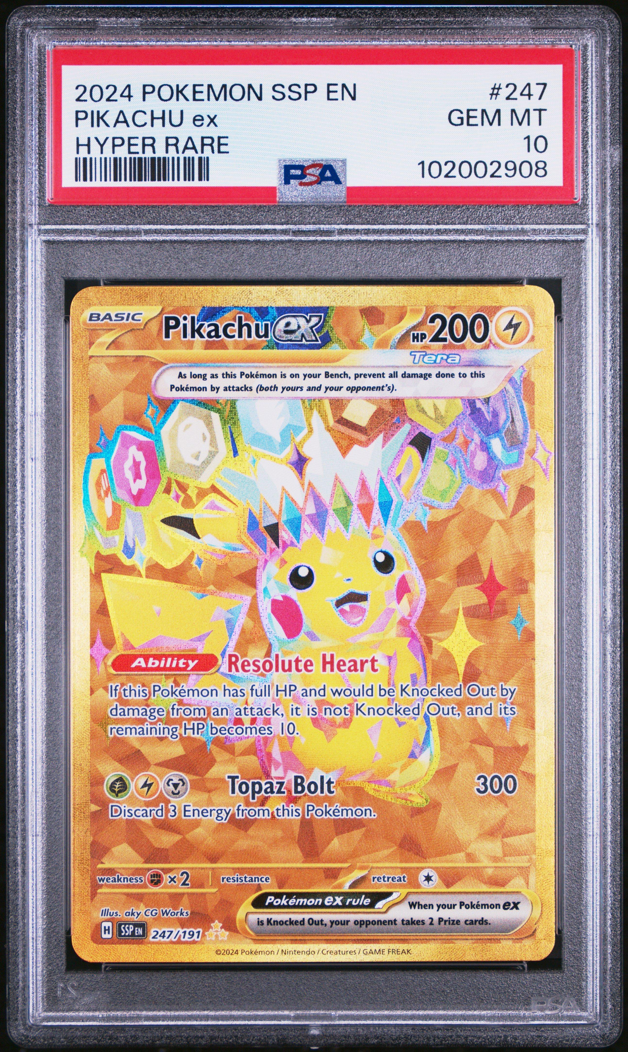 2024 Pokemon Ssp En-surging Sparks 247 Pikachu Ex Hyper Rare PSA