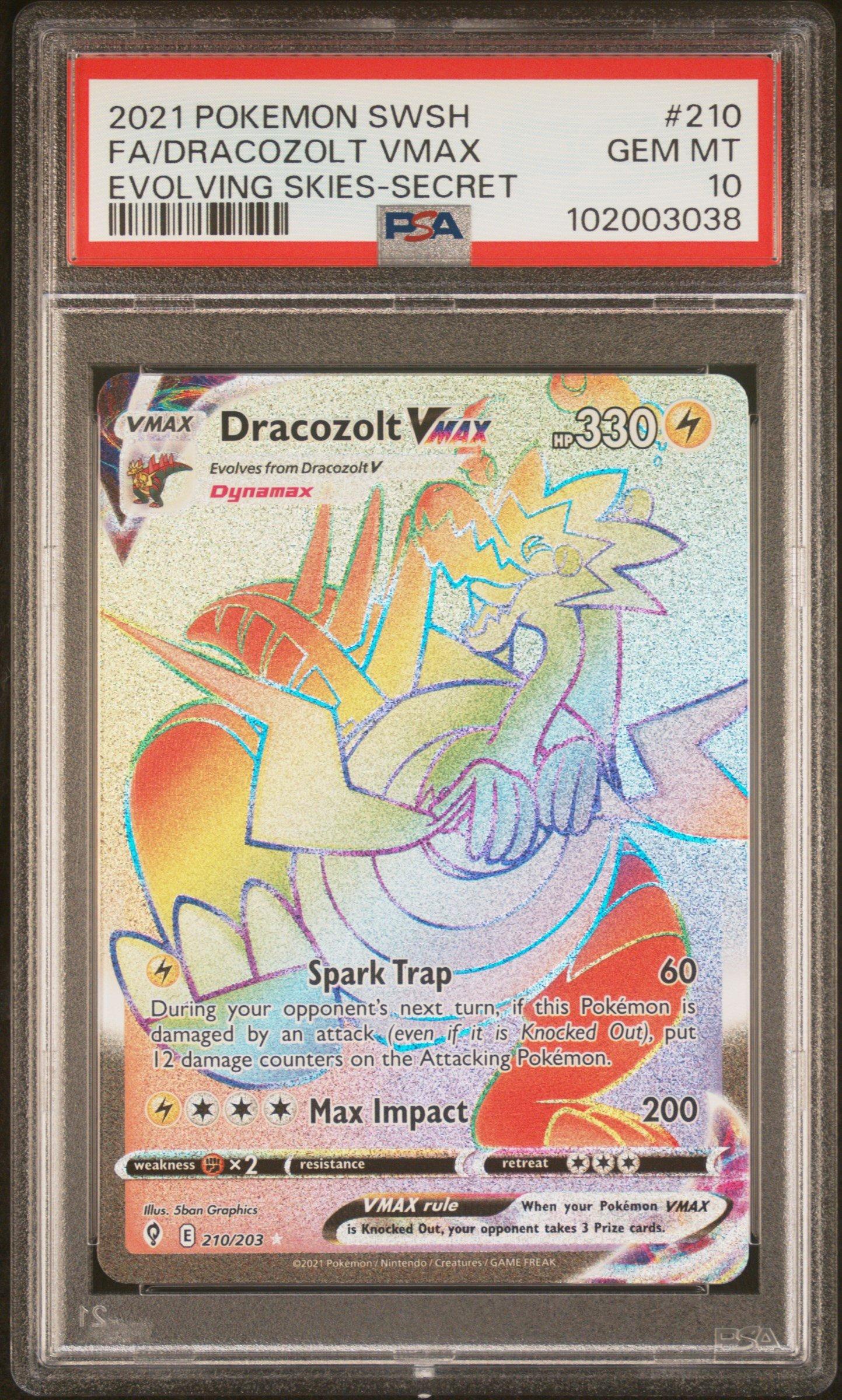 2021 Pokemon Sword & Shield Evolving Skies 210 Full Art/dracozolt Vmax Secret PSA 10