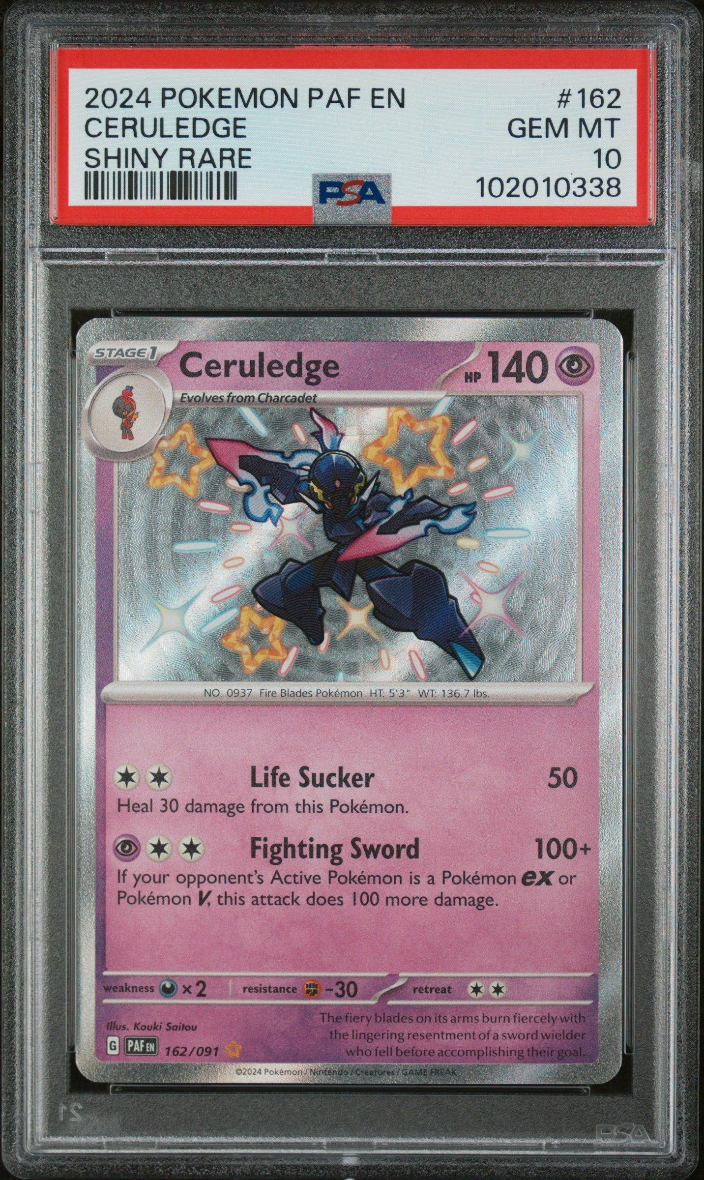 2024 Pokemon Paf En-paldean Fates 162 Ceruledge Shiny Rare PSA 10