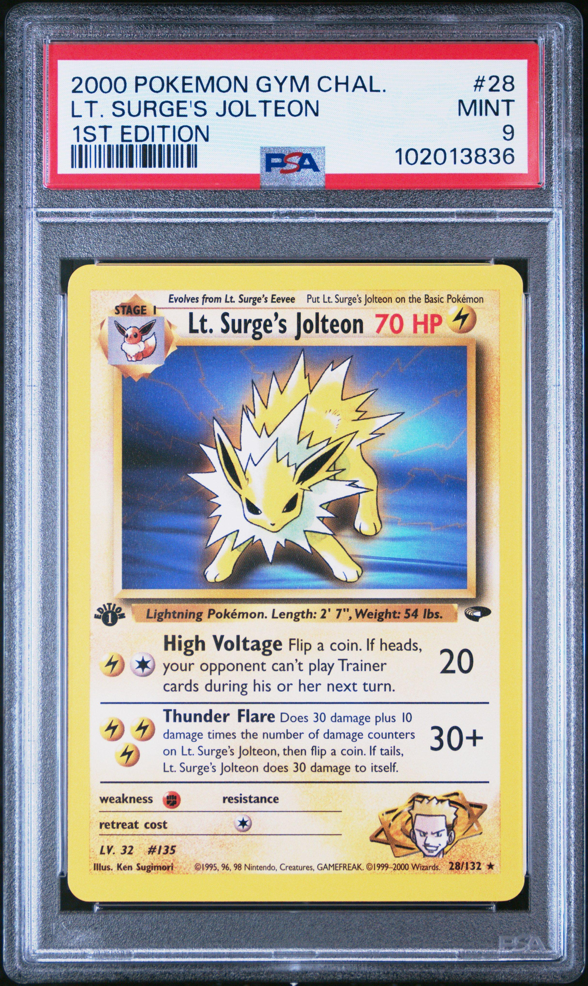 2000 Pokemon Gym Challenge 28 Lt. Surge's Jolteon 1st Edition PSA