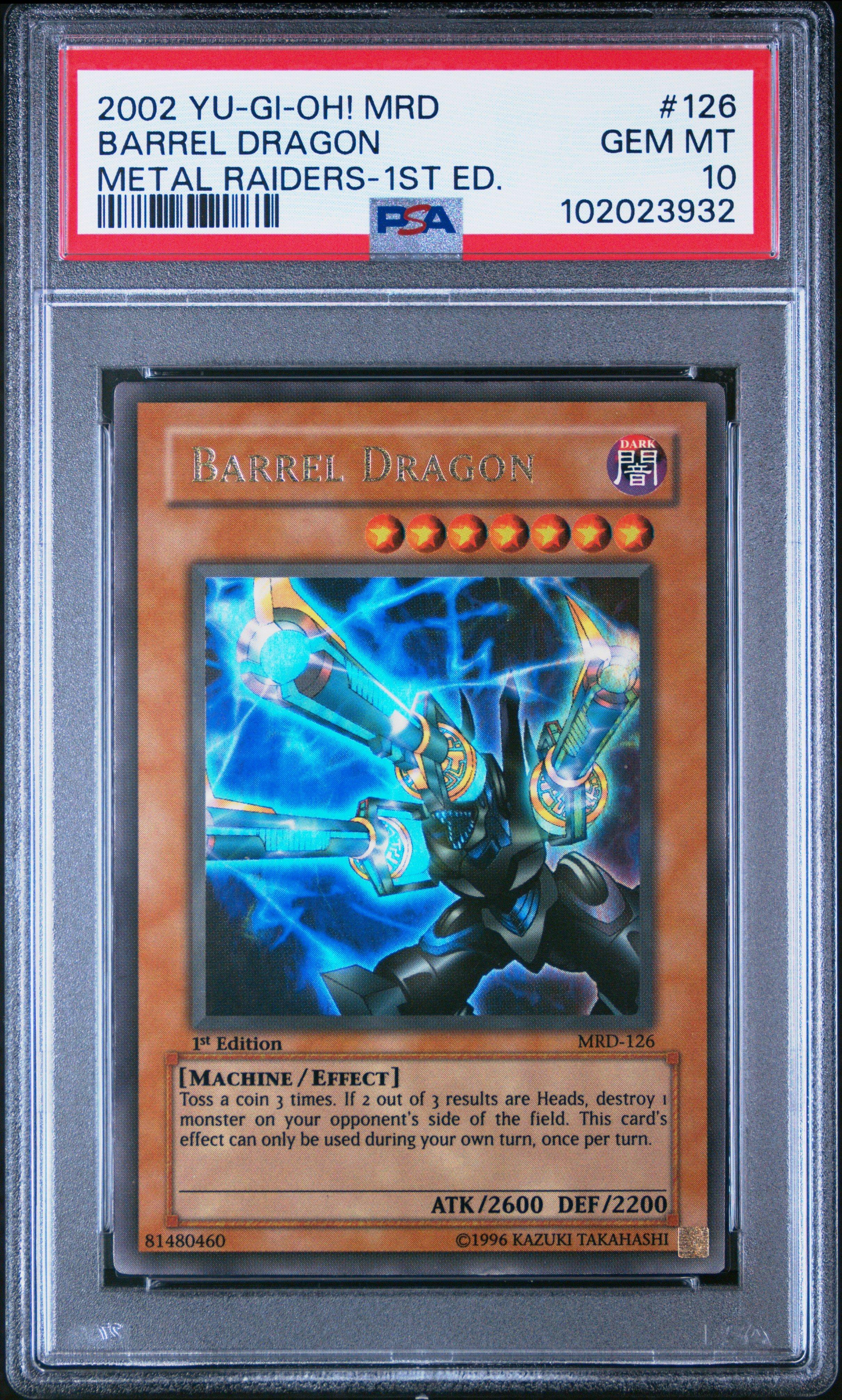 2002 Yu-gi-oh! Mrd-metal Raiders 126 Barrel Dragon 1st Edition PSA 10