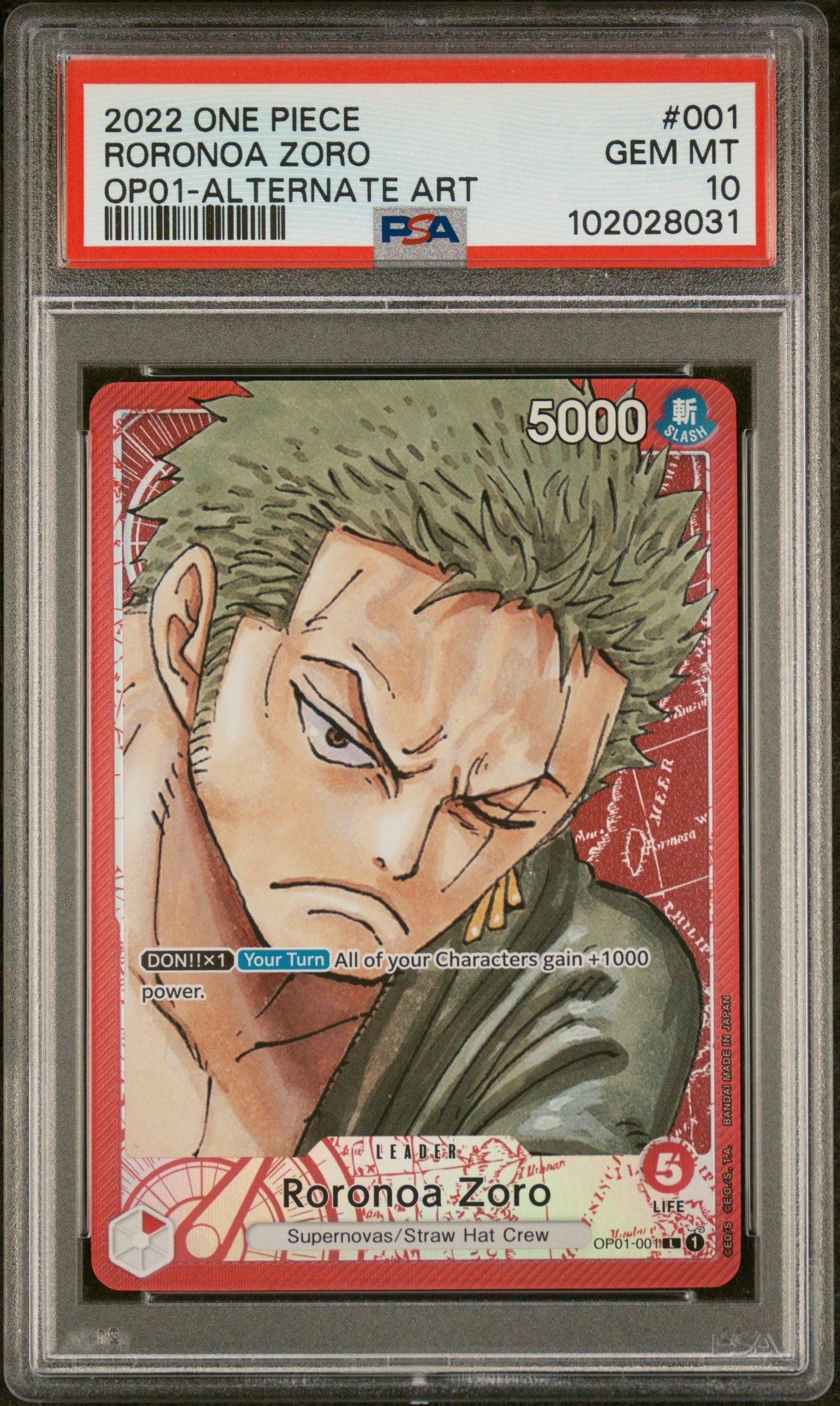 2022 One Piece Op01-romance Dawn 001 Roronoa Zoro Alternate Art PSA 10