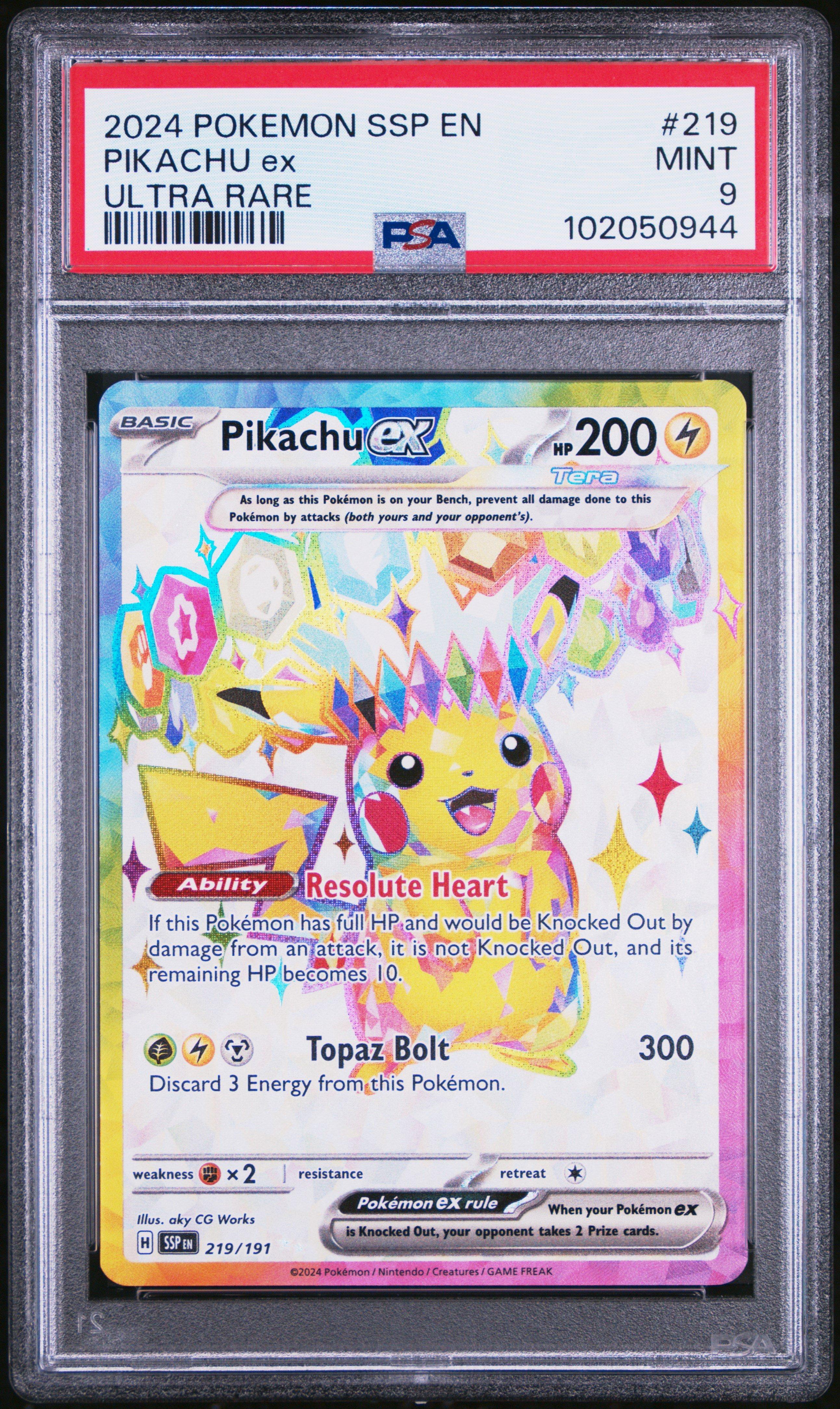 2024 ピカチュウ ex PSA9 ULTRA RARE 2024 Pokemon Ssp En-surging Sparks 219 Pikachu Ex Ultra Rare PSA 9