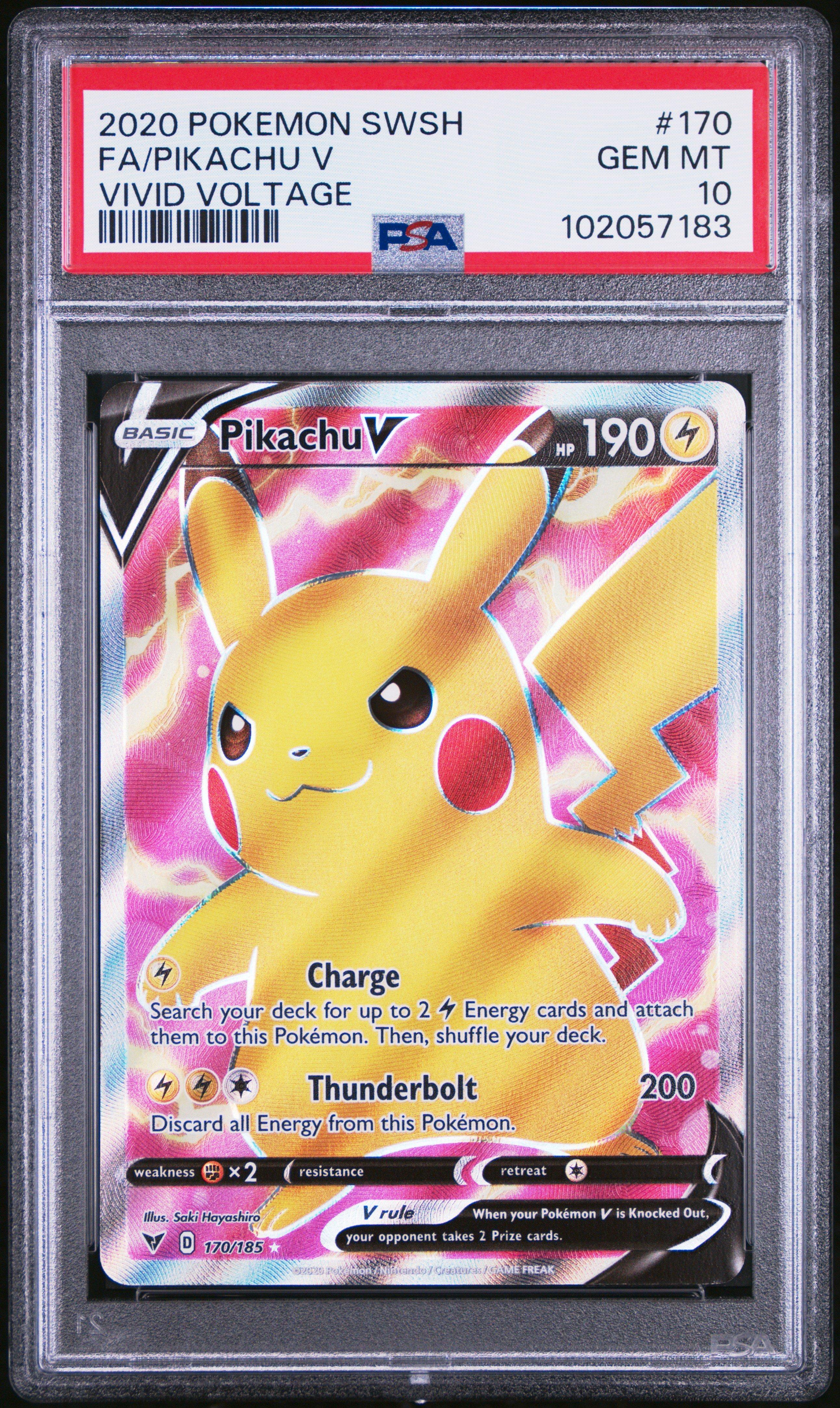 2020 Pokemon Sword & Shield Vivid Voltage 170 Full Art/pikachu V PSA