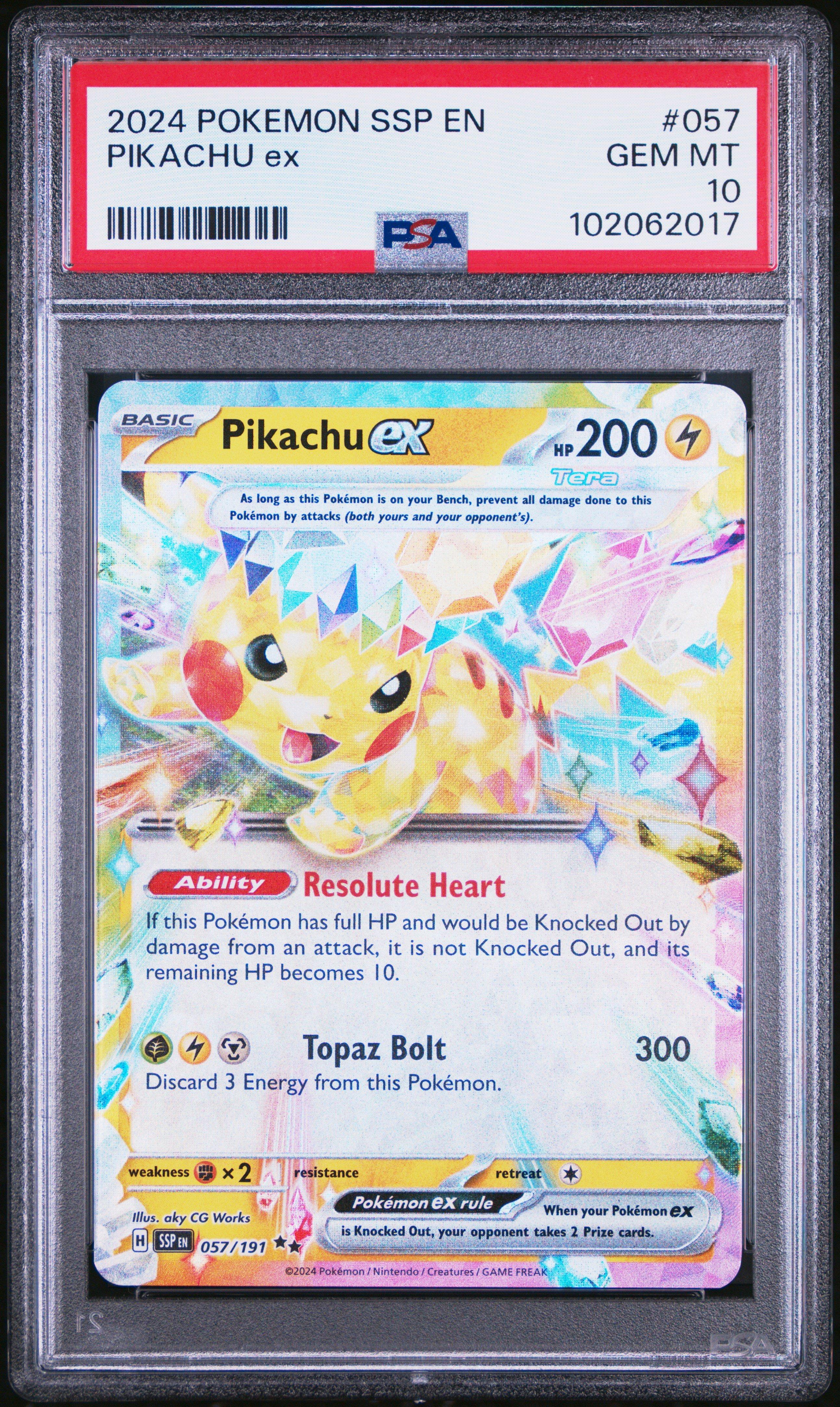 2024 Pokemon Ssp En-surging Sparks 057 Pikachu Ex PSA 10 Graded
