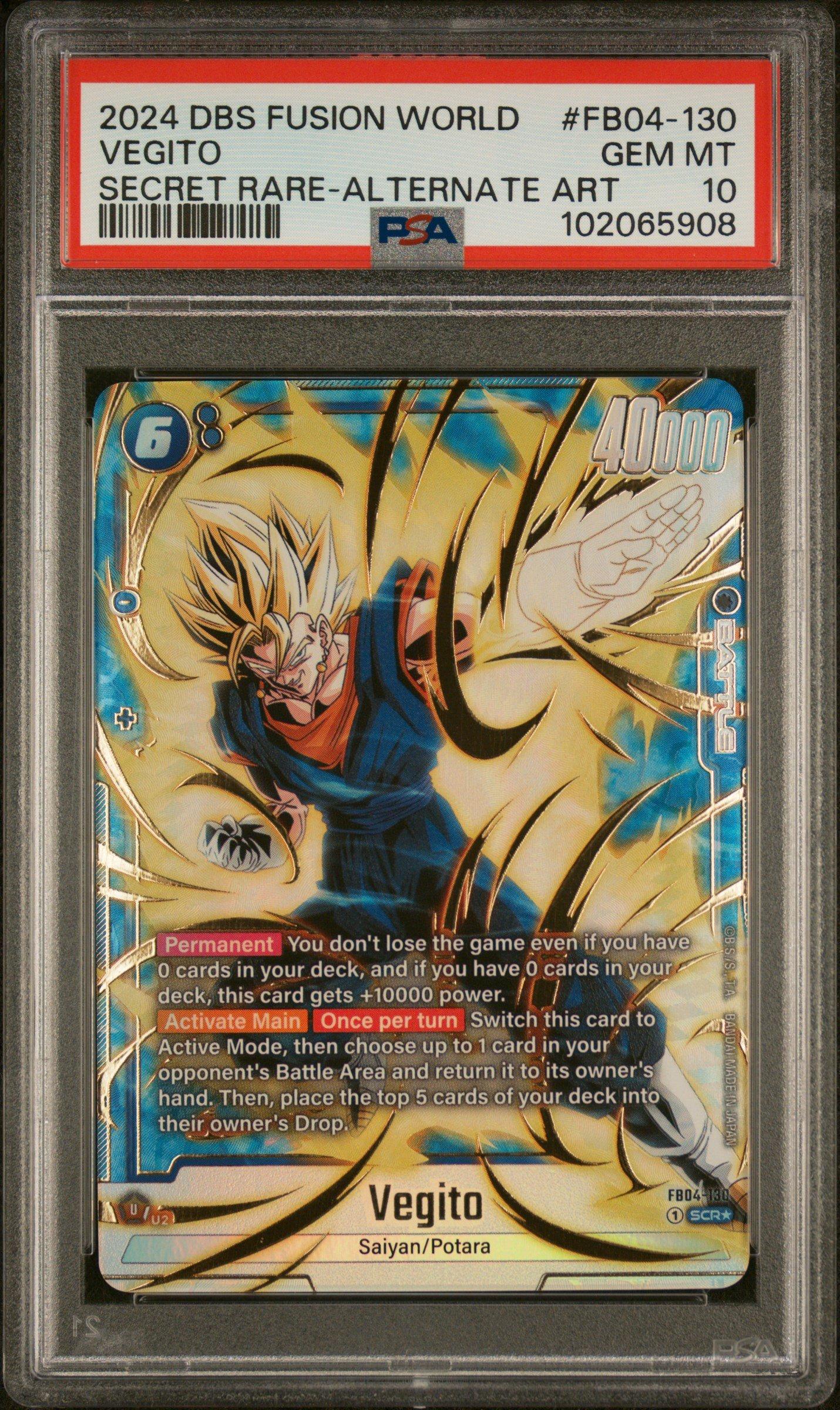 2024 Dragon Ball Super Card Game Fusion World Ultra Limit Fb04-130 Vegito Secret Rare-alternate Art PSA 10
