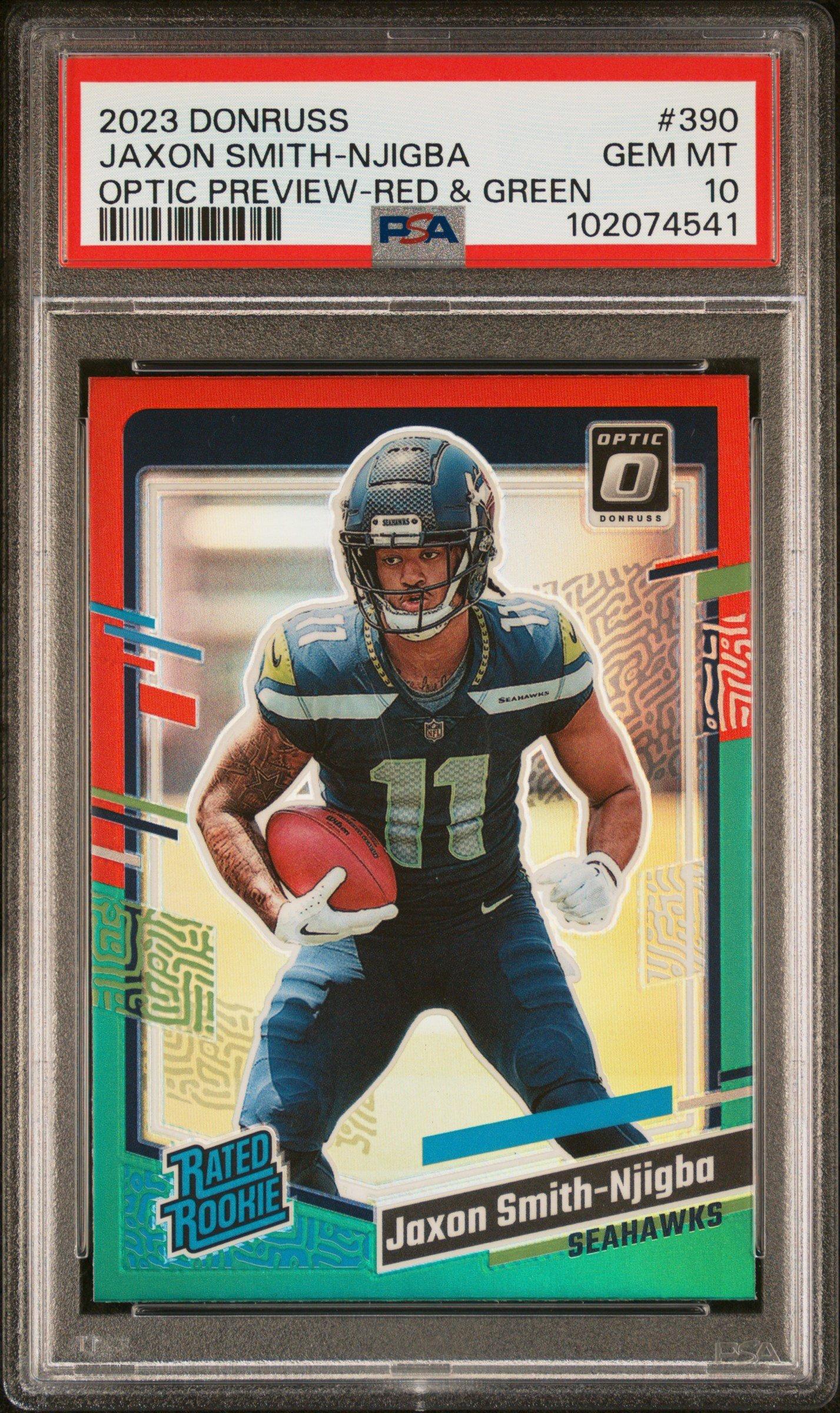 2023 Panini Donruss 390 Jaxon Smith-njigba Optic Preview-red & Green PSA 10