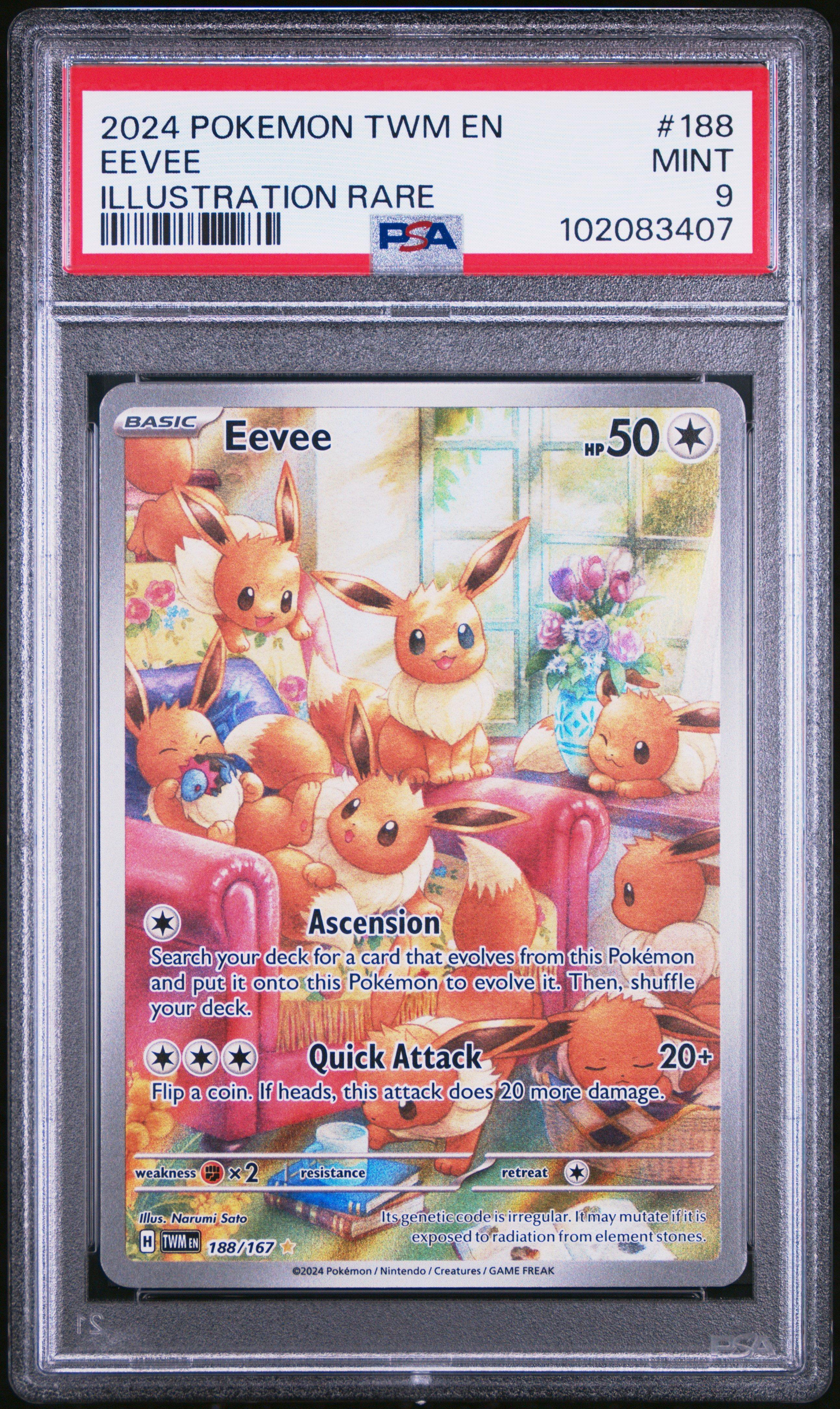 2024 Pokemon Twm En-twilight Masquerade 188 Eevee Illustration Rare PSA