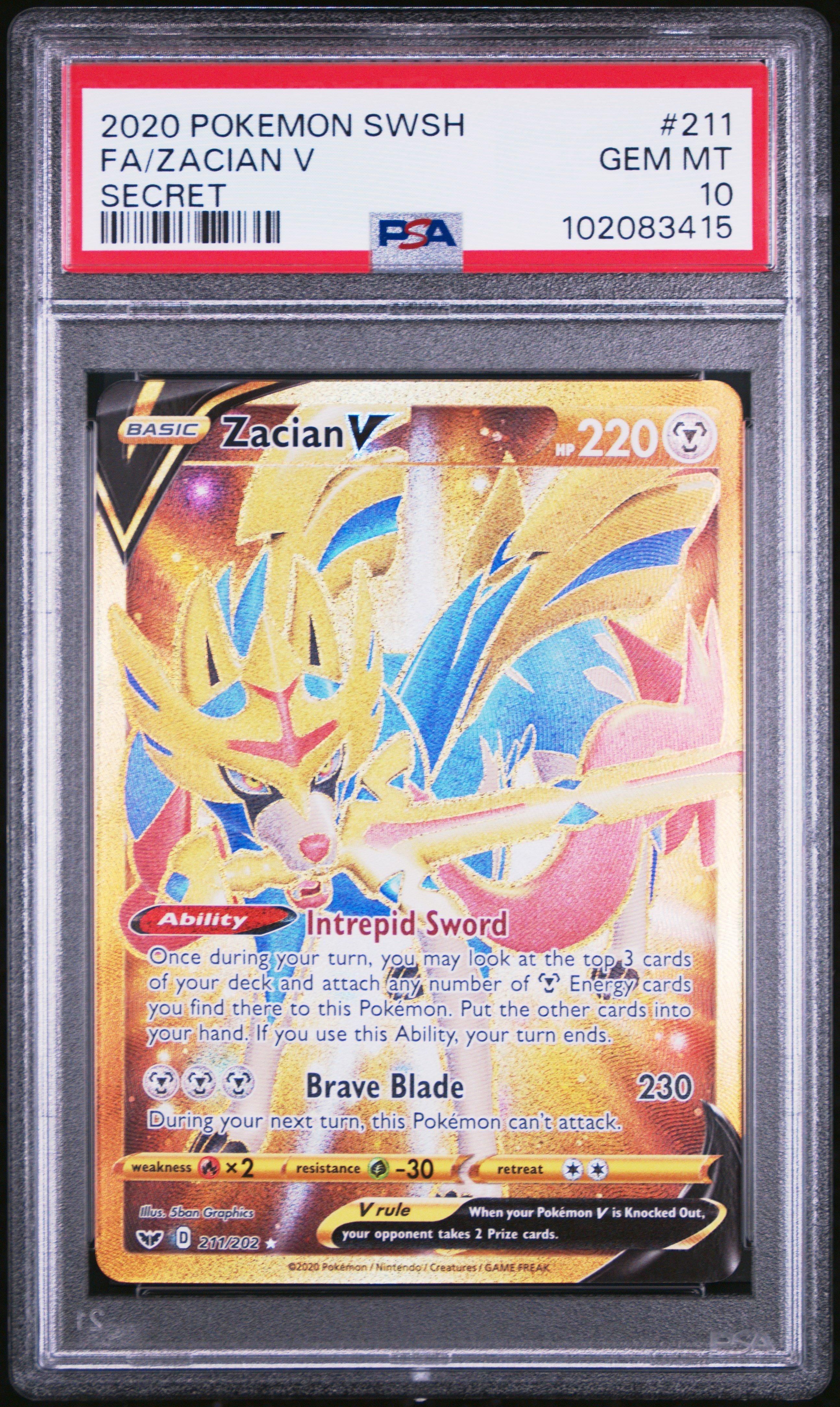 2020 Pokemon Sword & Shield 211 Full Art/zacian V Secret PSA 10
