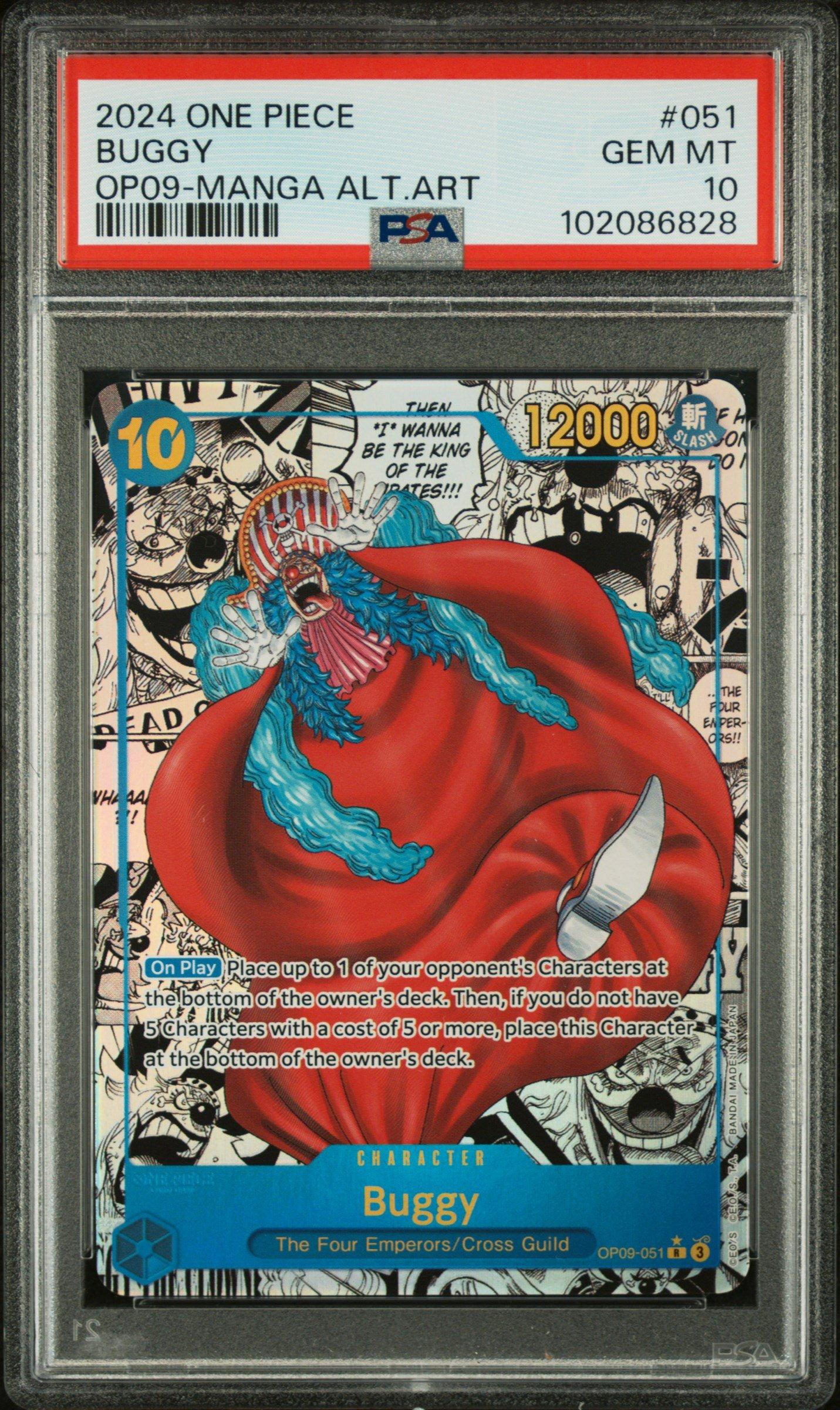2024 One Piece Op09-emperors In The New World 051 Buggy Manga Alternate Art PSA 10