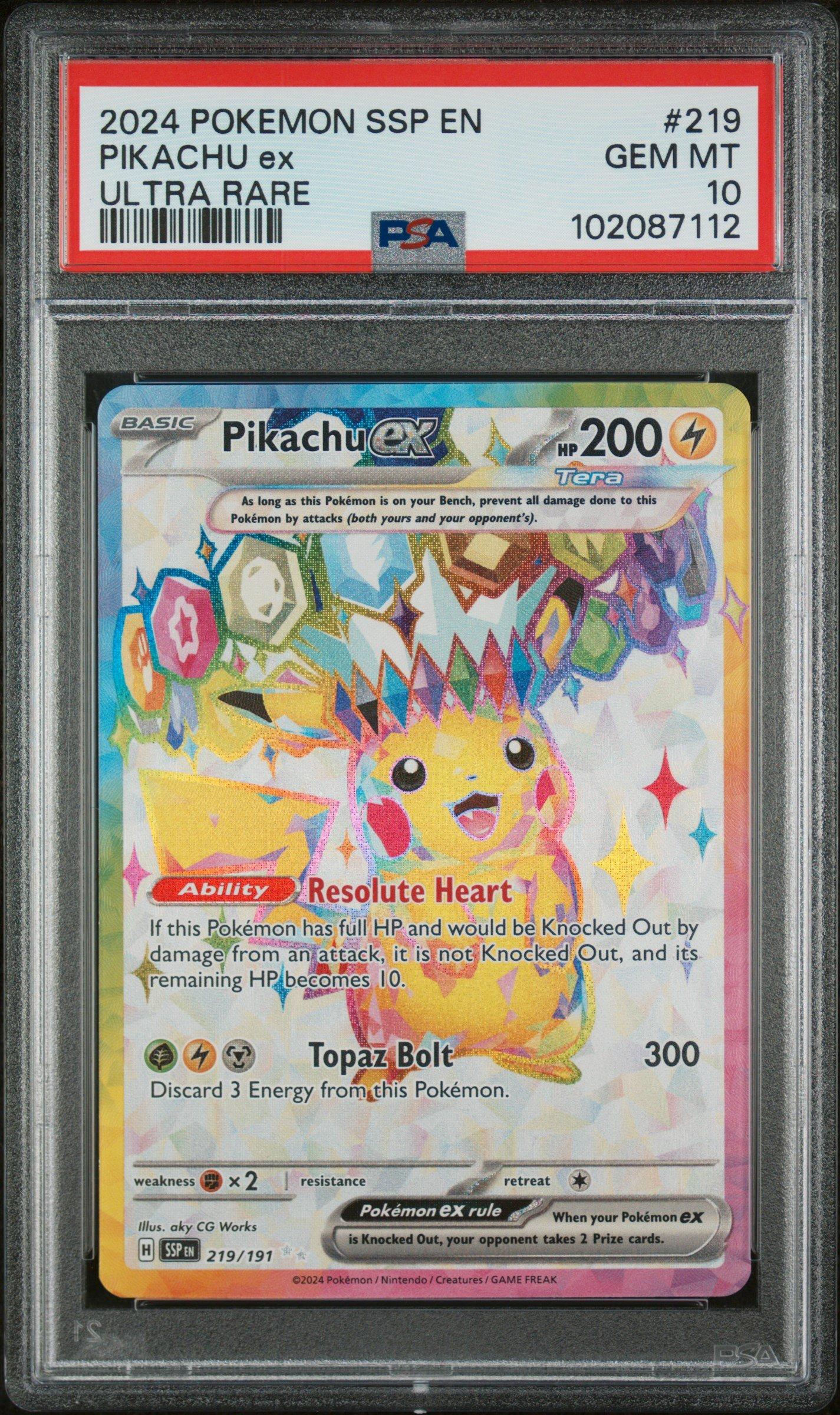 2024 Pokemon Ssp En-surging Sparks 219 Pikachu Ex Ultra Rare PSA