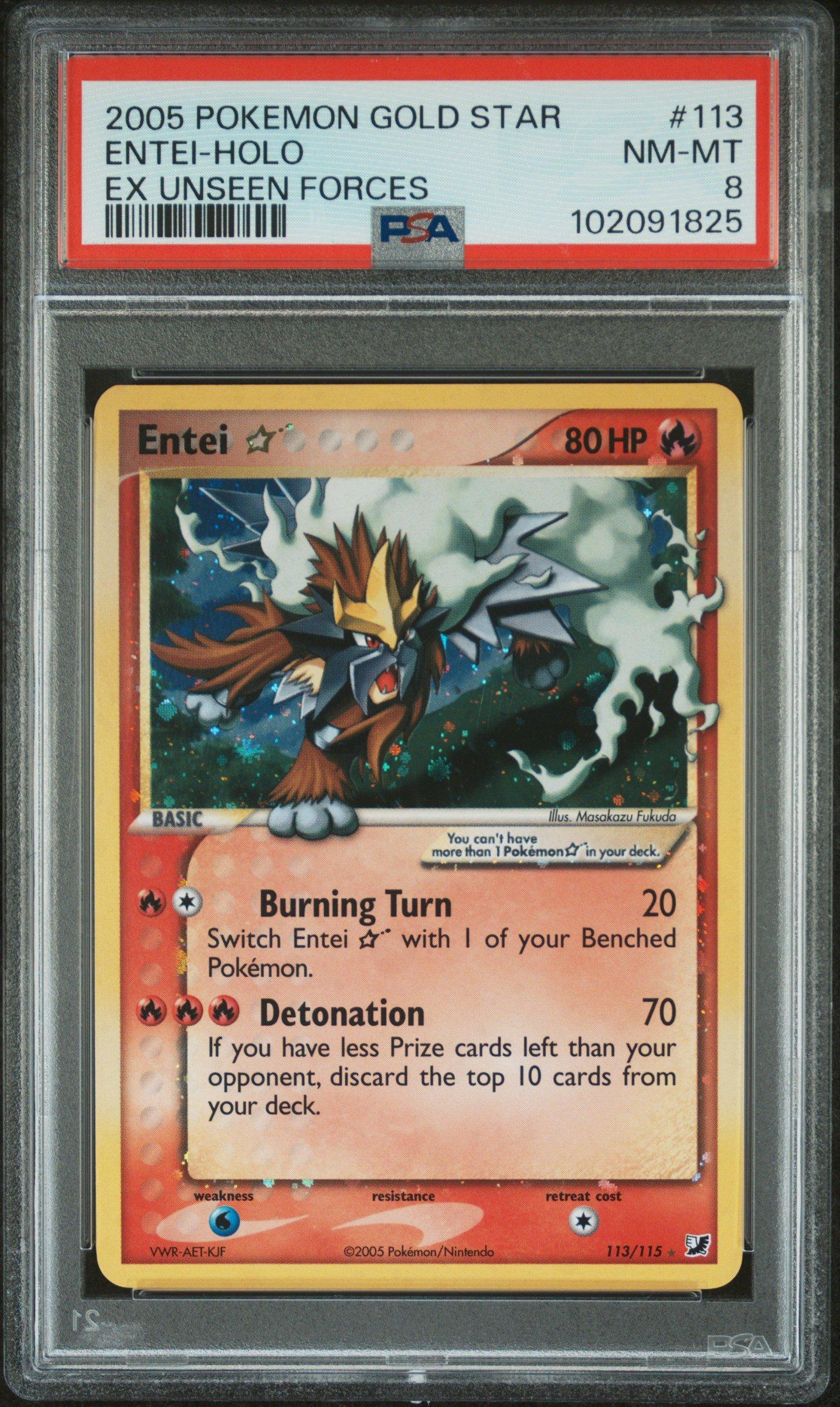 2005 Pokemon Ex Unseen Forces 113 Entei-holo Gold Star PSA