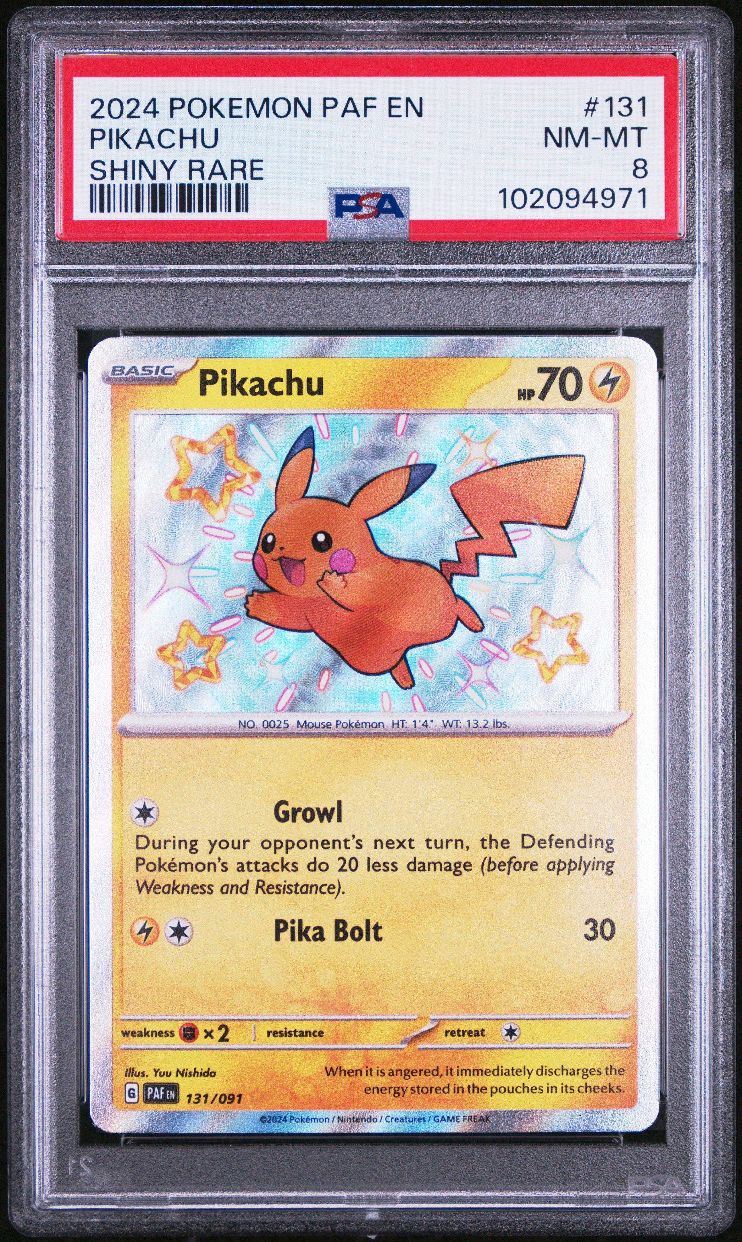 2024 Pokemon Paf En-paldean Fates 131 Pikachu Shiny Rare PSA