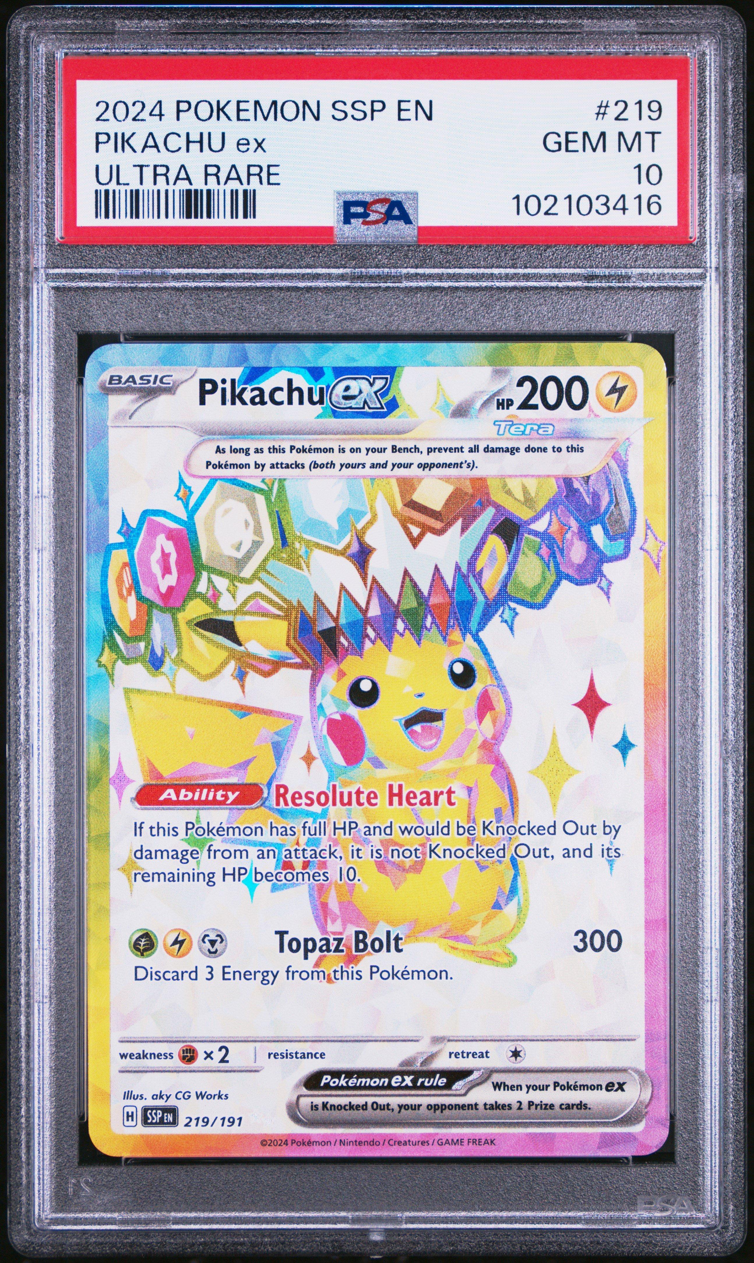 2024 Pokemon Ssp En-surging Sparks 219 Pikachu Ex Ultra Rare PSA