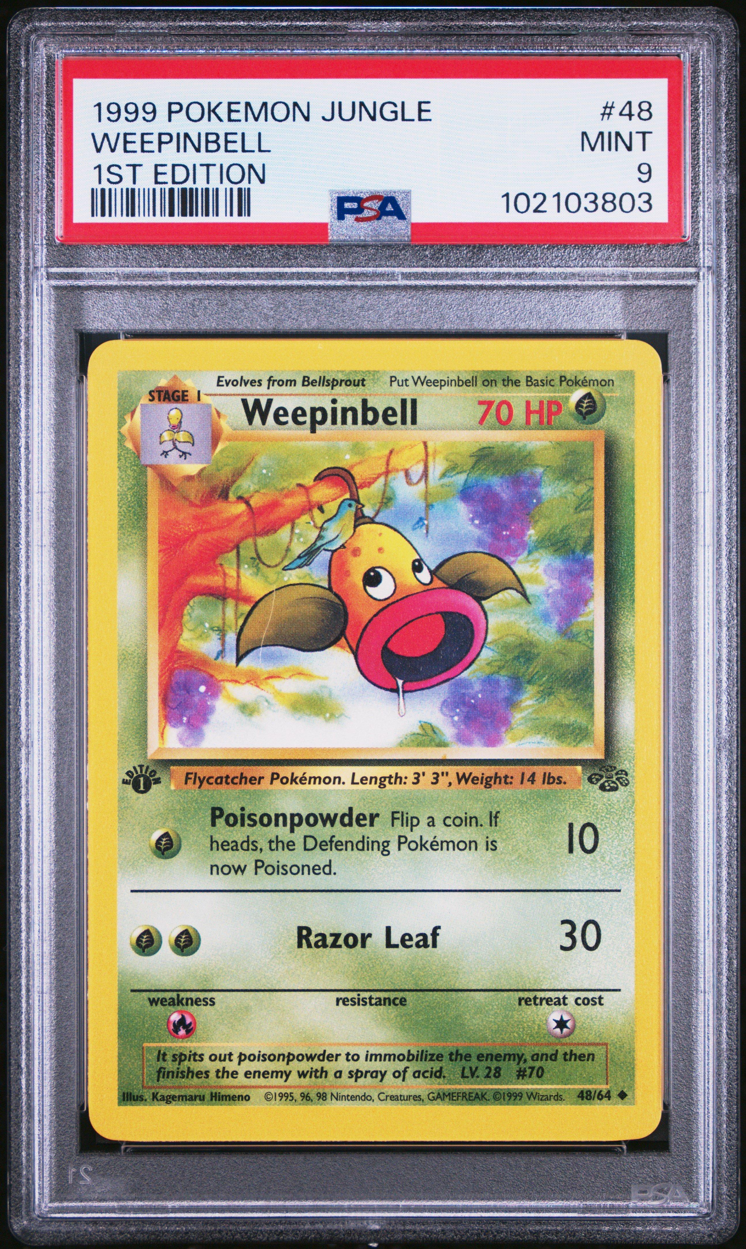 1999 Pokemon Jungle 48 Weepinbell 1st Edition PSA