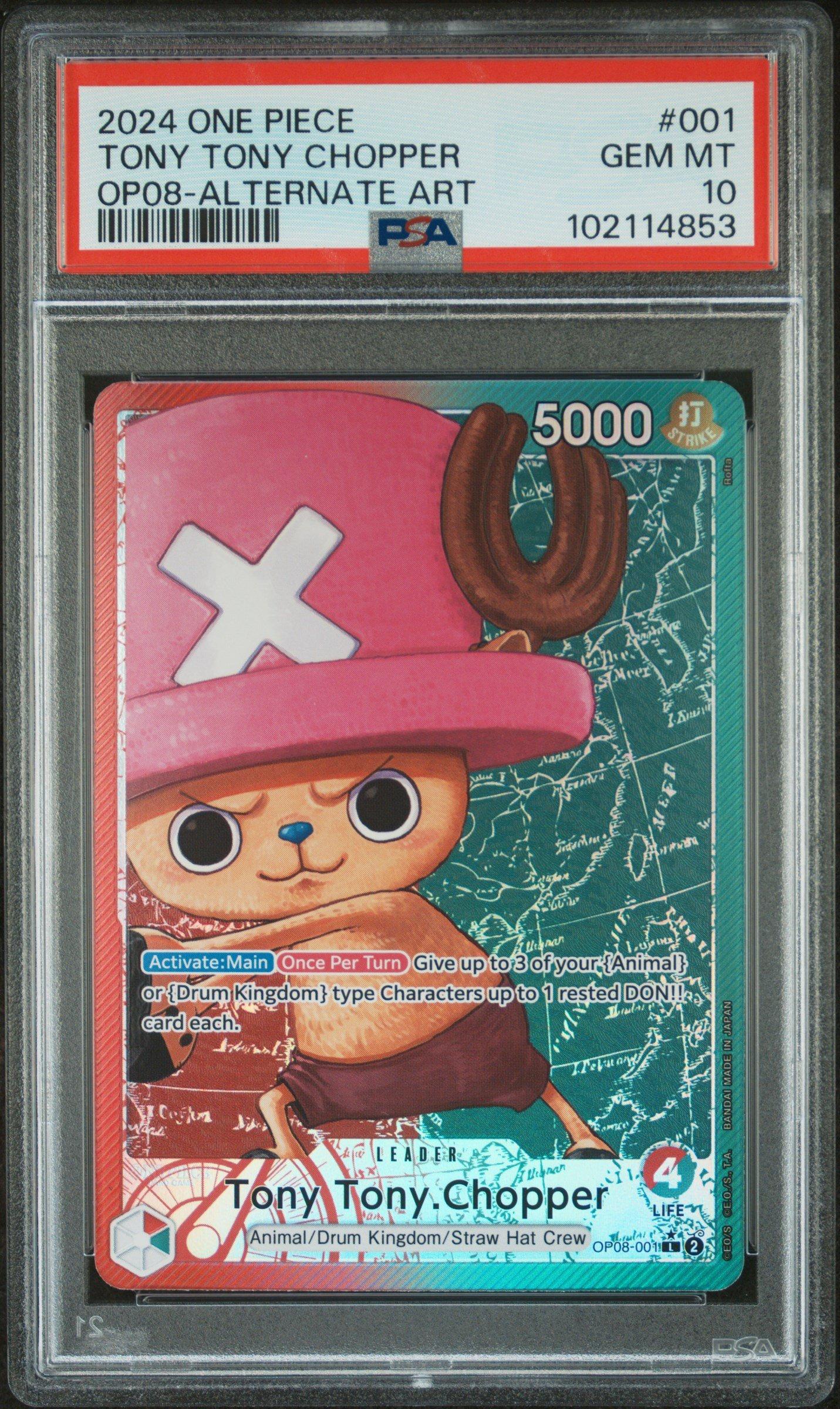 PSA10 トニートニー・チョッパー L-P OP08-001 二つの伝説 2024 One Piece Op08-two Legends 001 Tony Tony Chopper Alternate