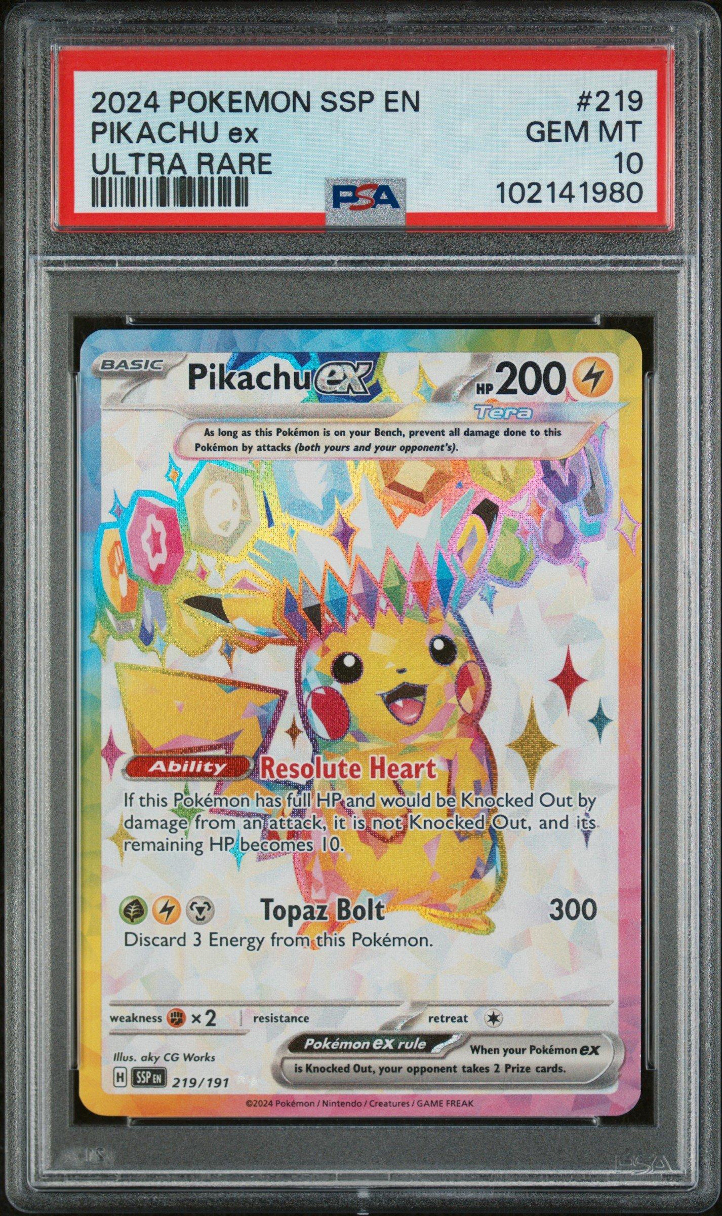 2024 Pokemon Ssp En-surging Sparks 219 Pikachu Ex Ultra Rare PSA