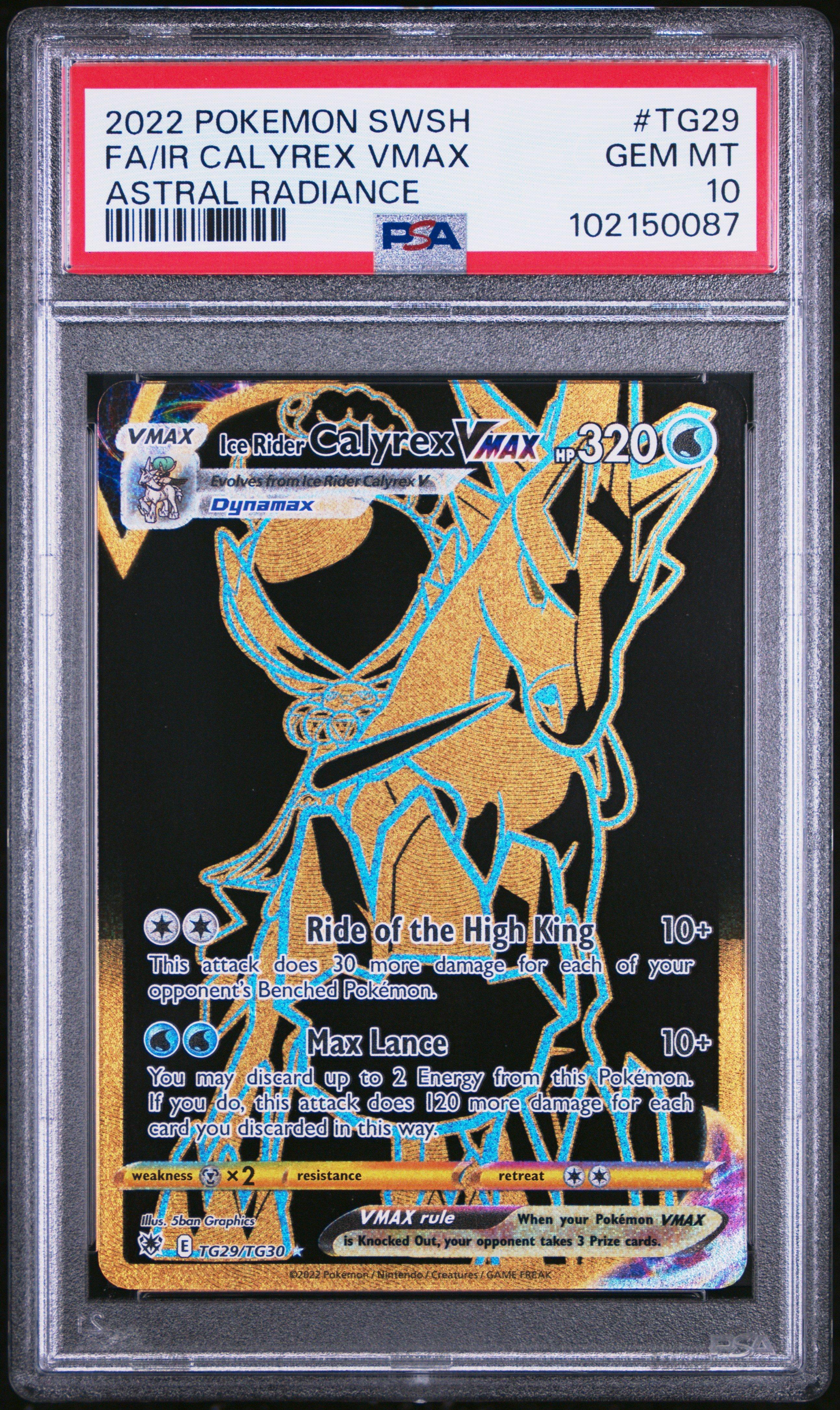 2022 Pokemon Sword & Shield Astral Radiance Tg29 Full Art/ice Rider Calyrex Vmax PSA