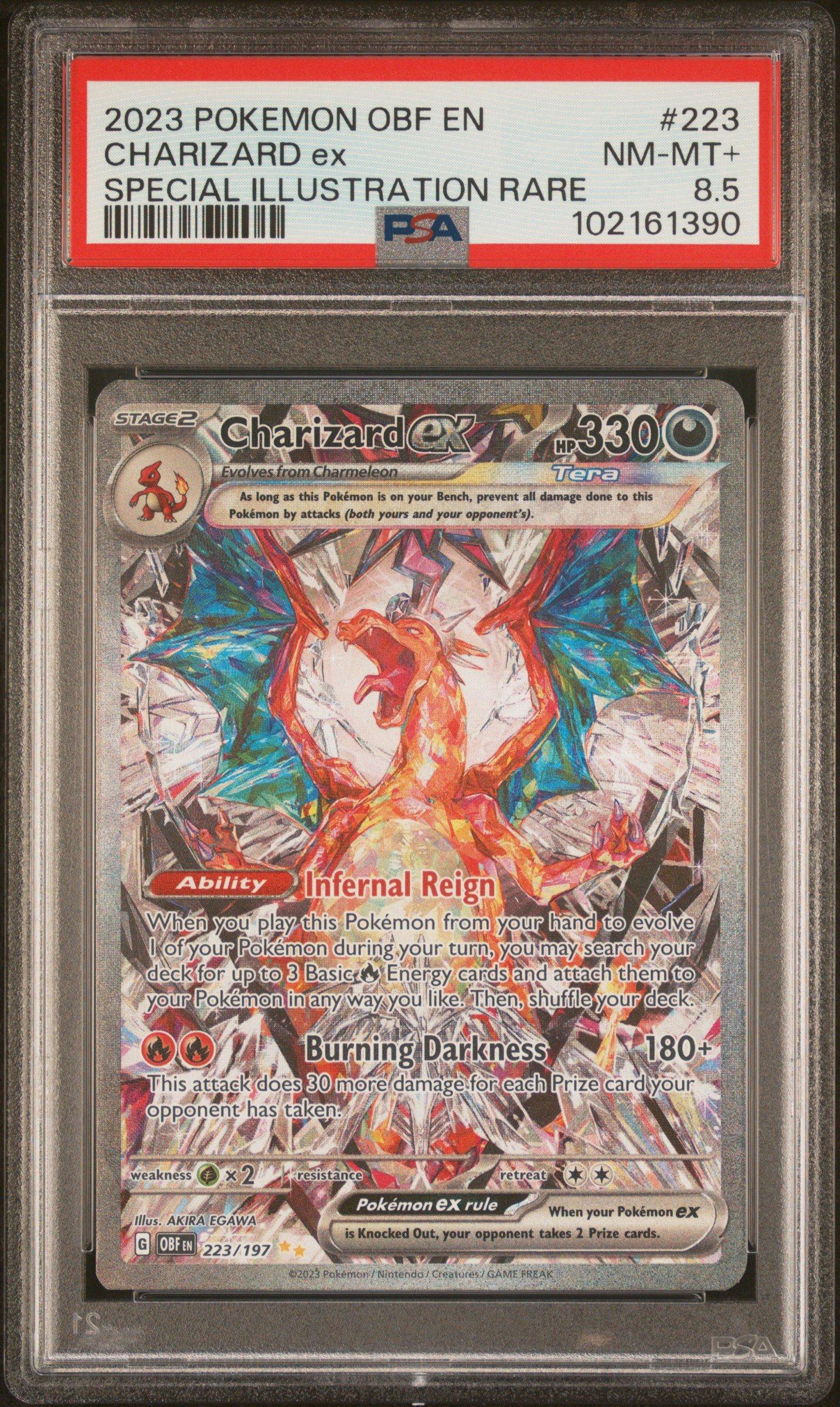 2023 Pokemon Obf En-obsidian Flames 223 Charizard Ex Special Illustration Rare PSA NM-MT+ 8.5