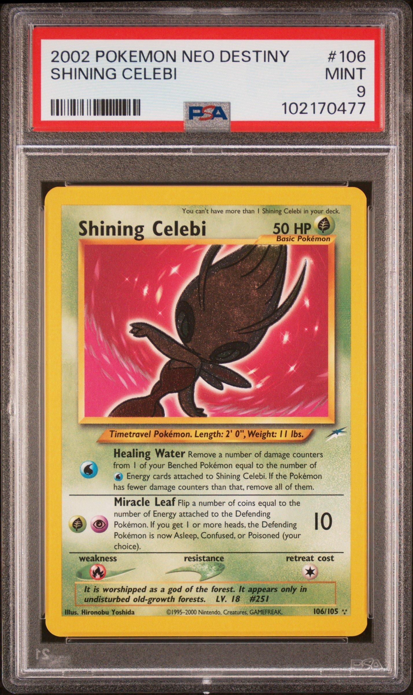 2002 Pokemon Neo Destiny 106 Shining Celebi PSA 9 Graded Card