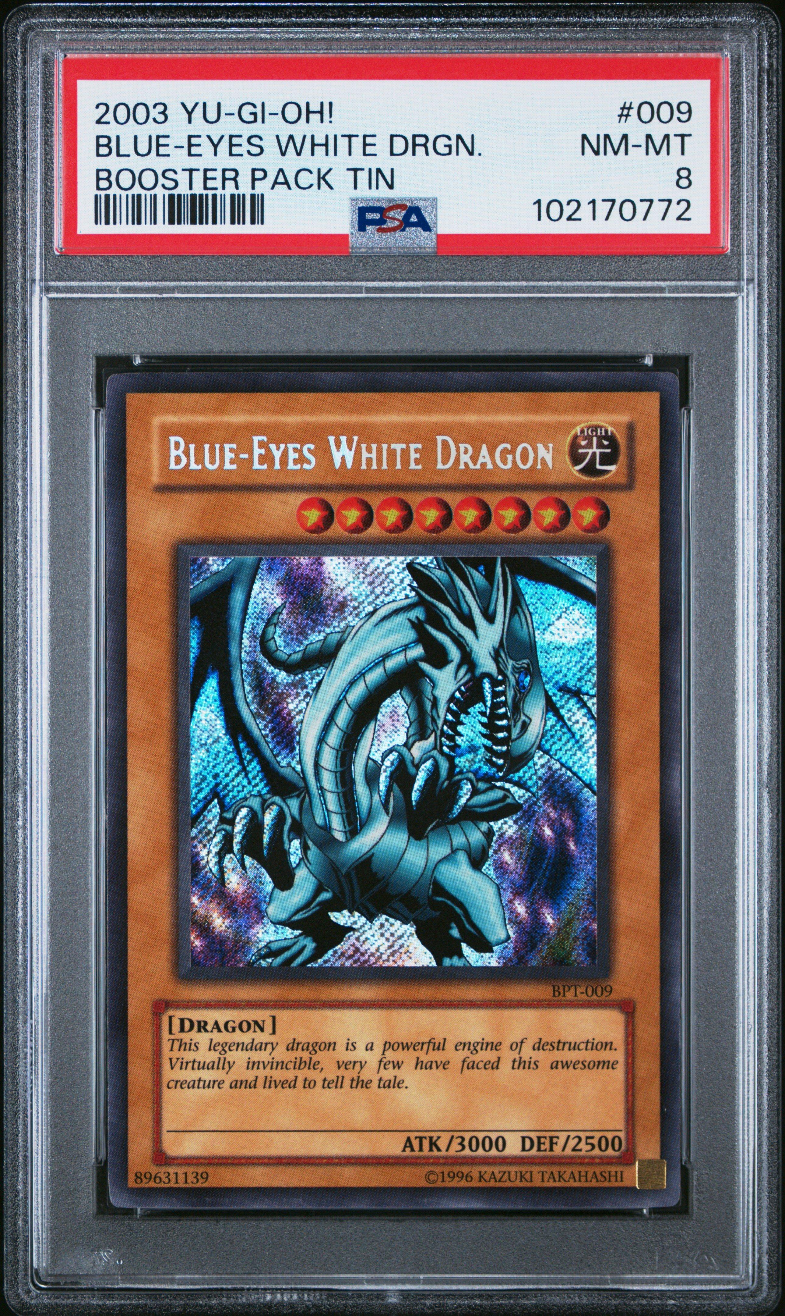 2003 Yu-gi-oh! Booster Pack Tin 009 Blue-eyes White Dragon PSA 8