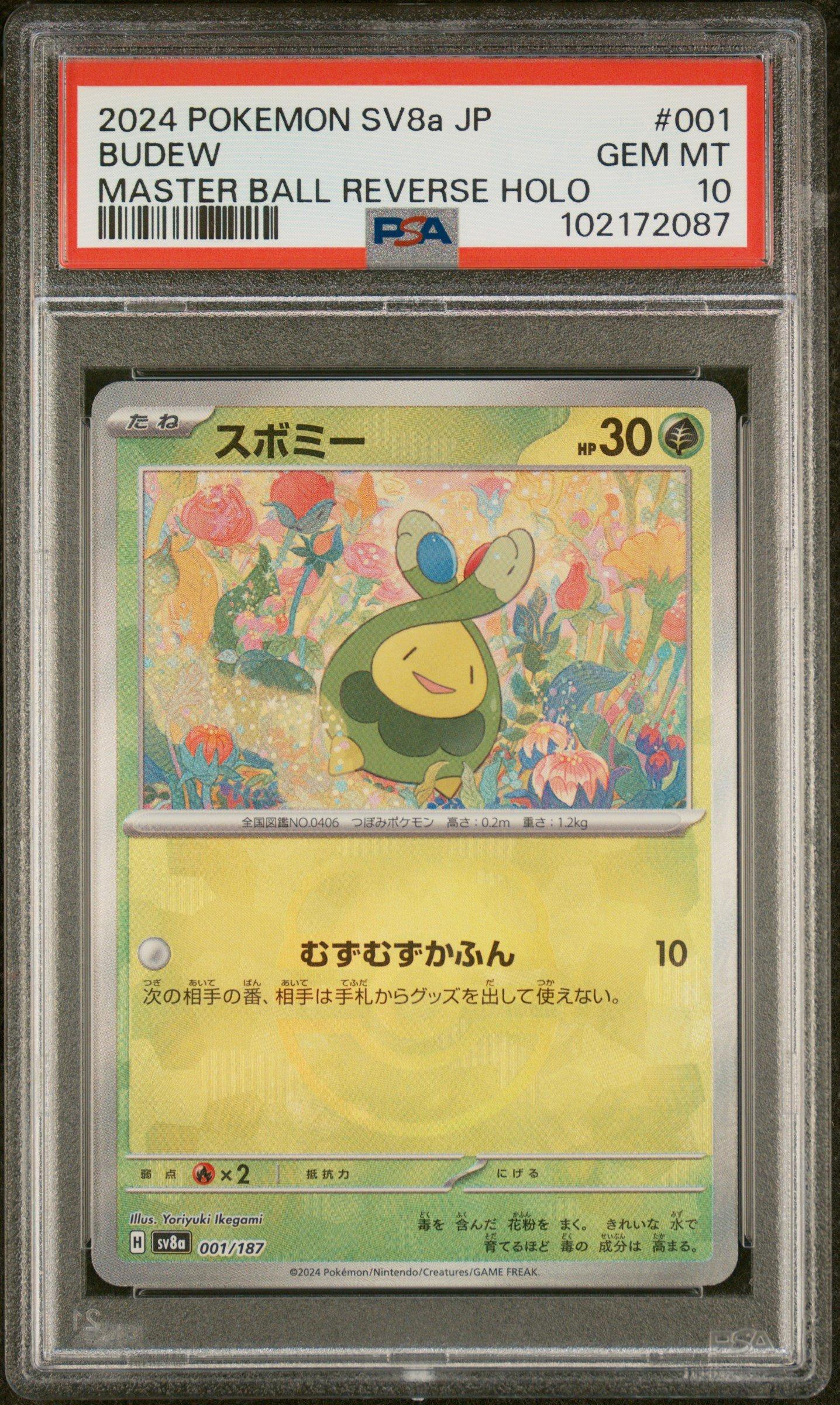 2024 Pokemon Japanese Sv8a-terastal Fest Ex 001 Budew Master Ball Reverse Holo PSA 10