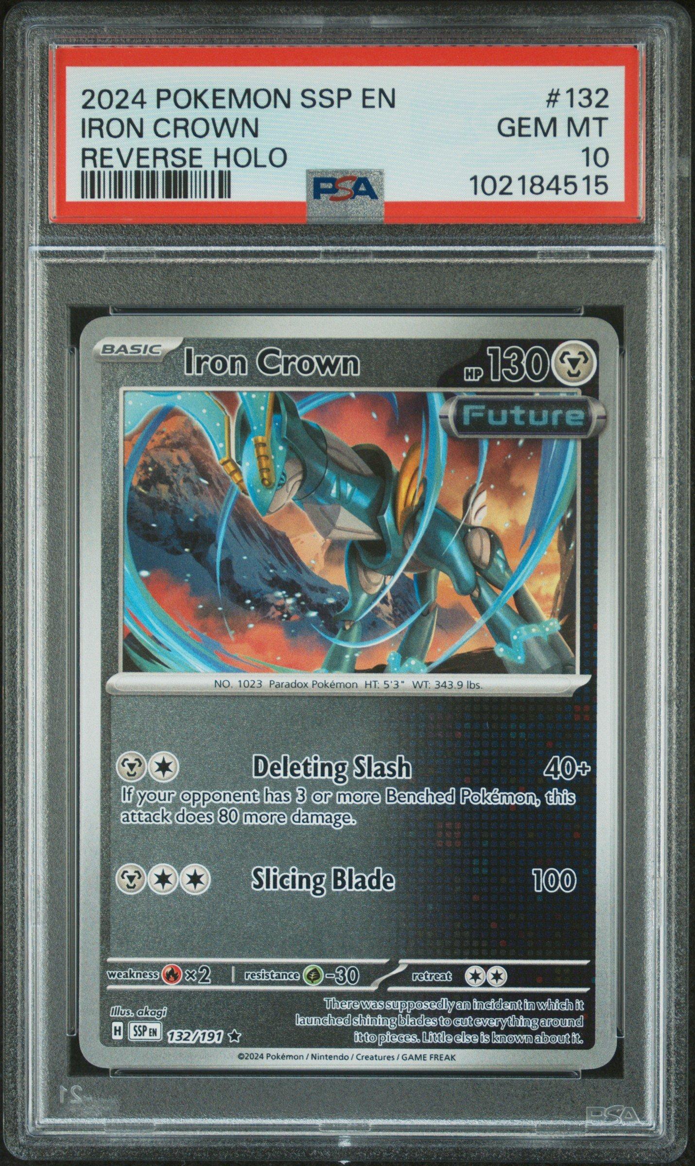 2024 Pokemon Ssp En-surging Sparks 132 Iron Crown Reverse Holo PSA