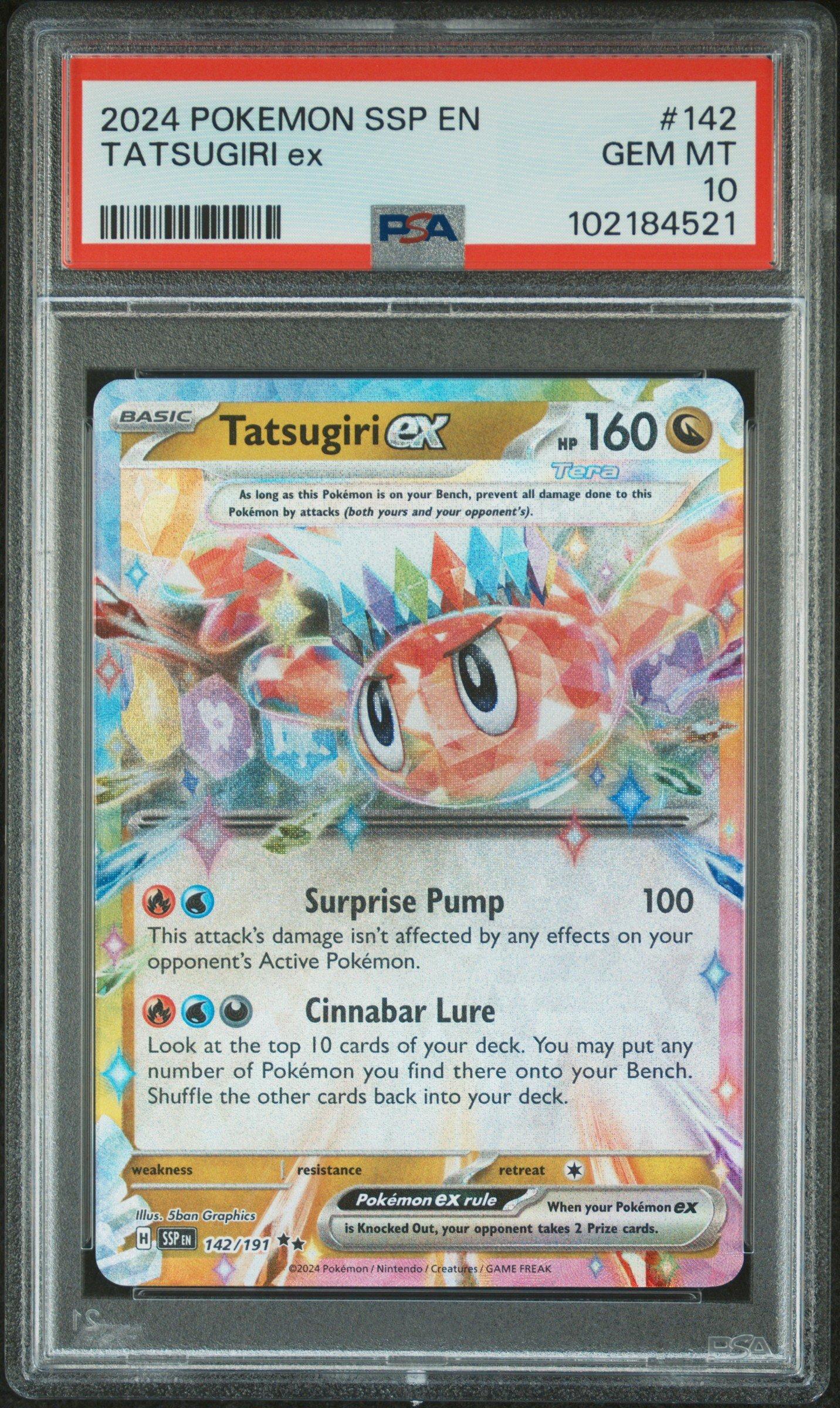 2024 Pokemon Ssp En-surging Sparks 142 Tatsugiri Ex PSA 10 Graded