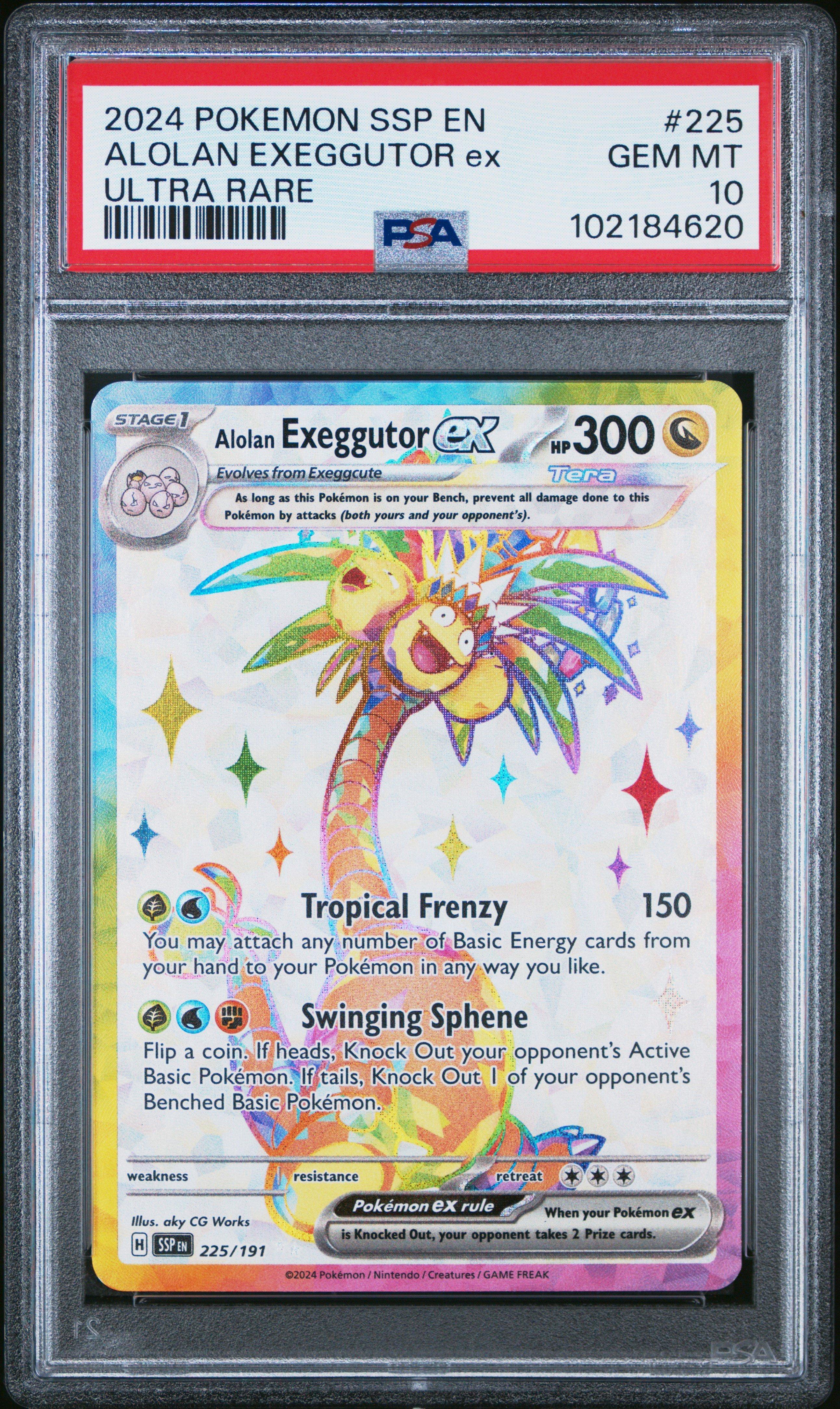 2024 Pokemon Ssp En-surging Sparks 225 Alolan Exeggutor Ex Ultra Rare PSA