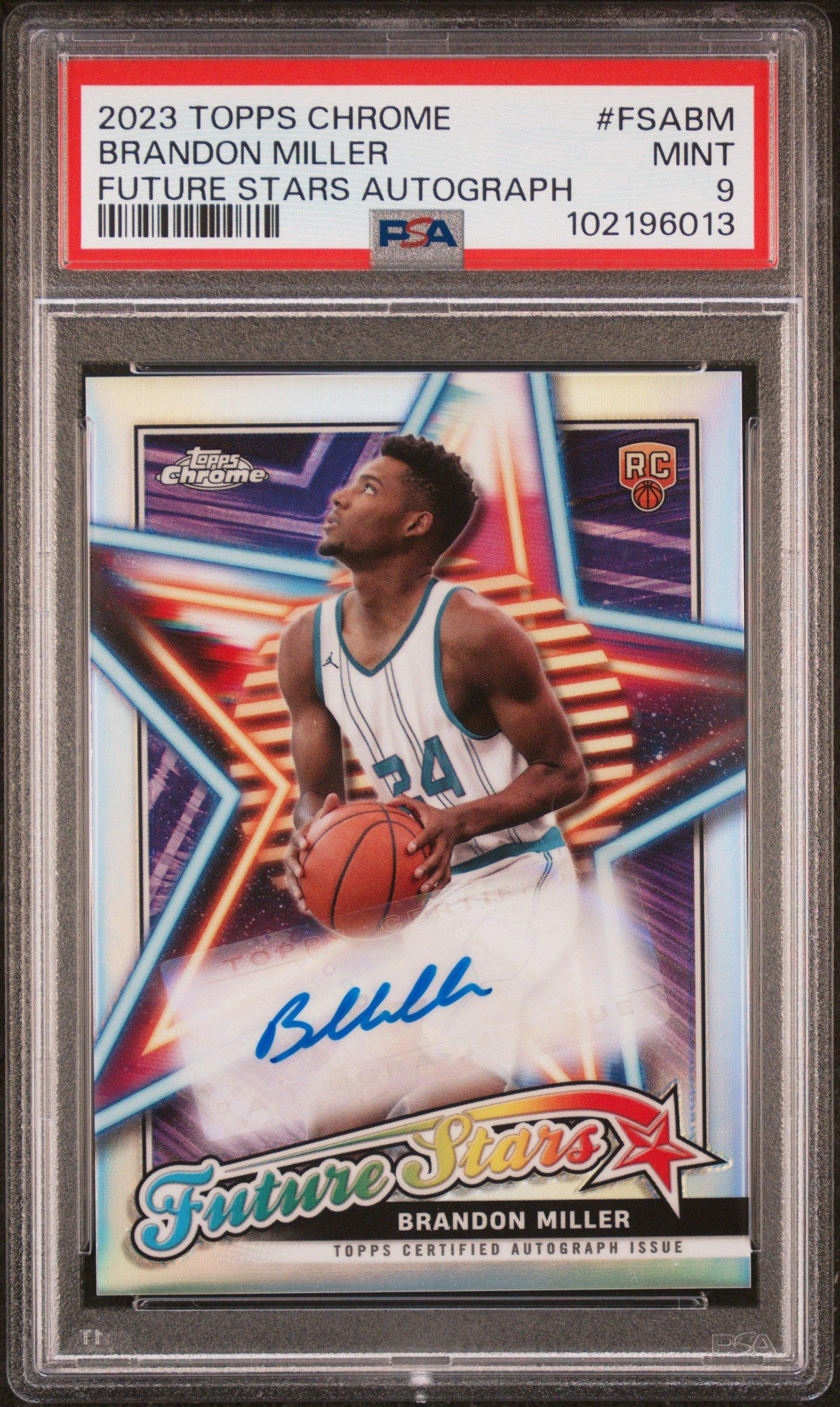 2023 Topps Chrome Future Stars Autographs Fsabm Brandon Miller PSA 9