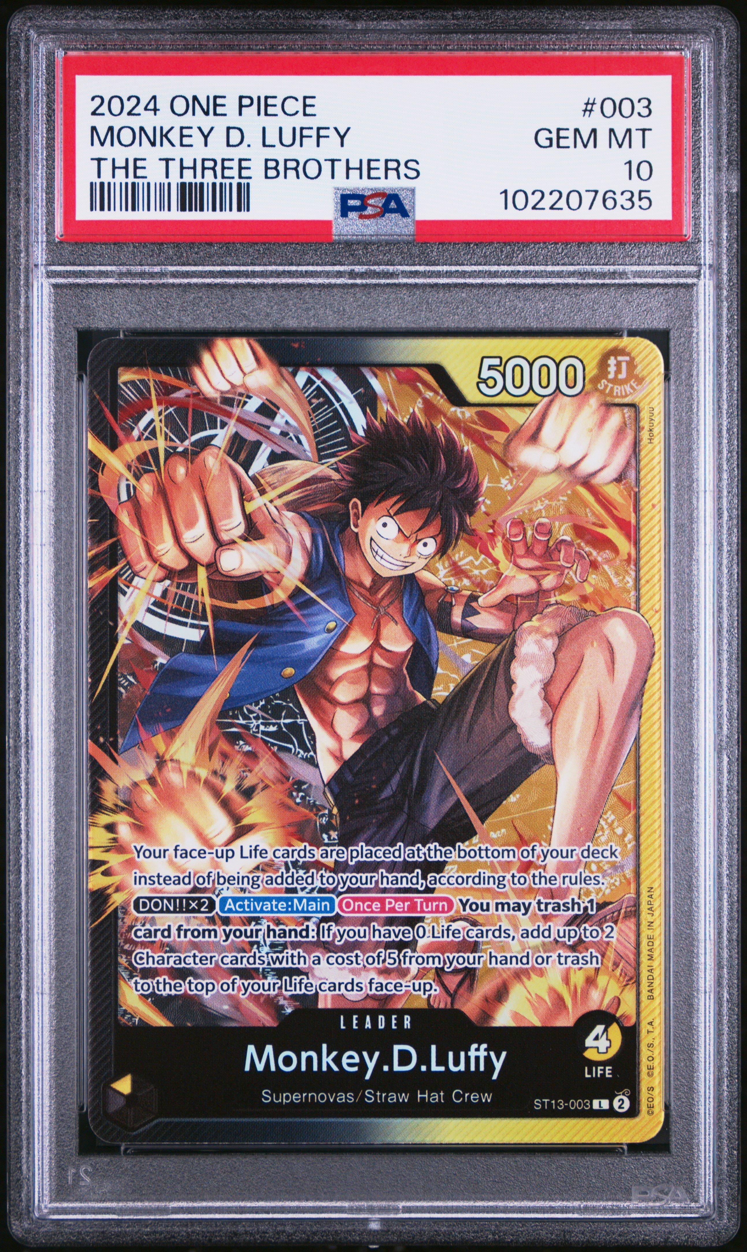 2024 One Piece Ultra Deck St13-the Three Brothers 003 Monkey D. Luffy PSA 10