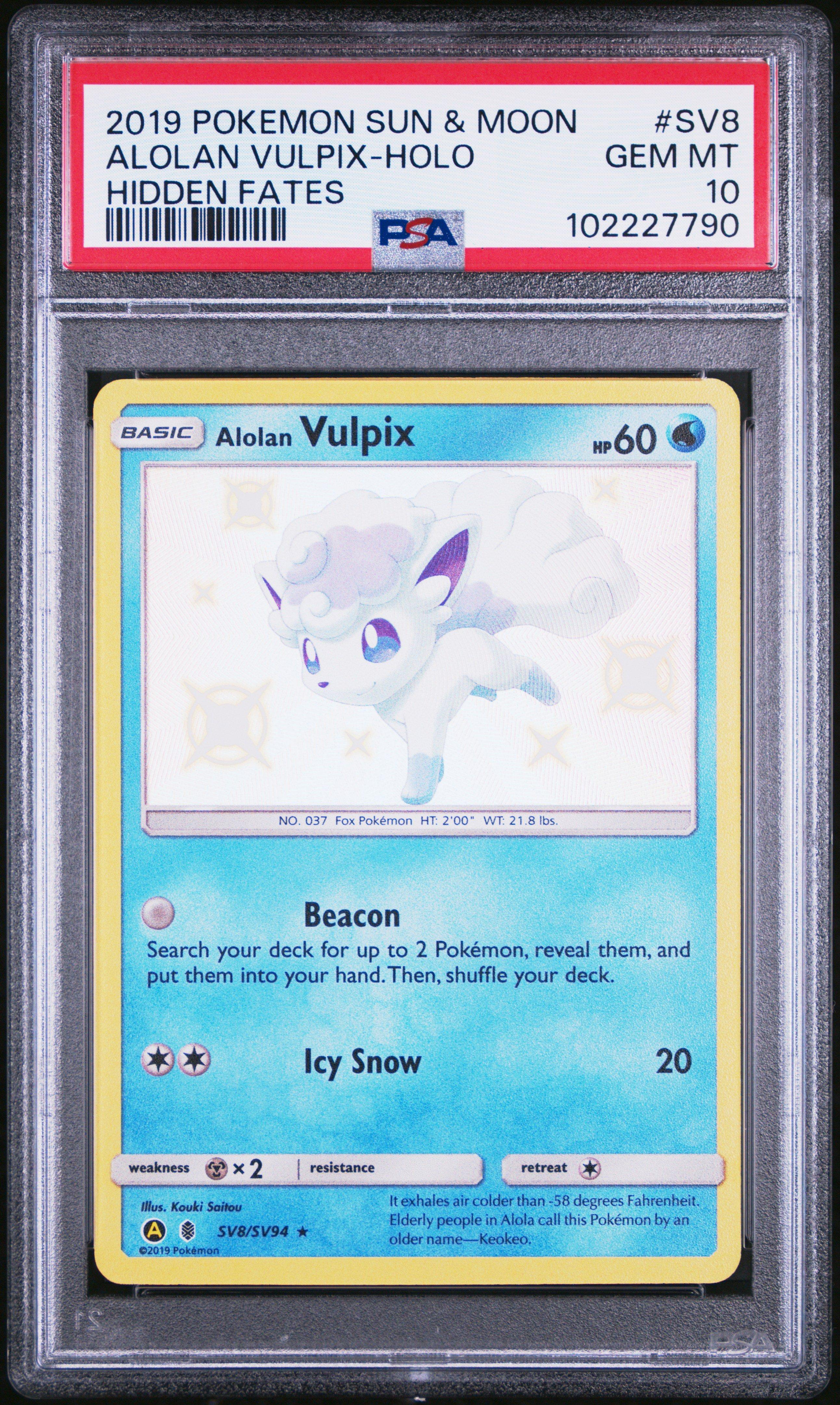 2019 Pokemon Sun & Moon Hidden Fates Sv8 Alolan Vulpix-holo PSA