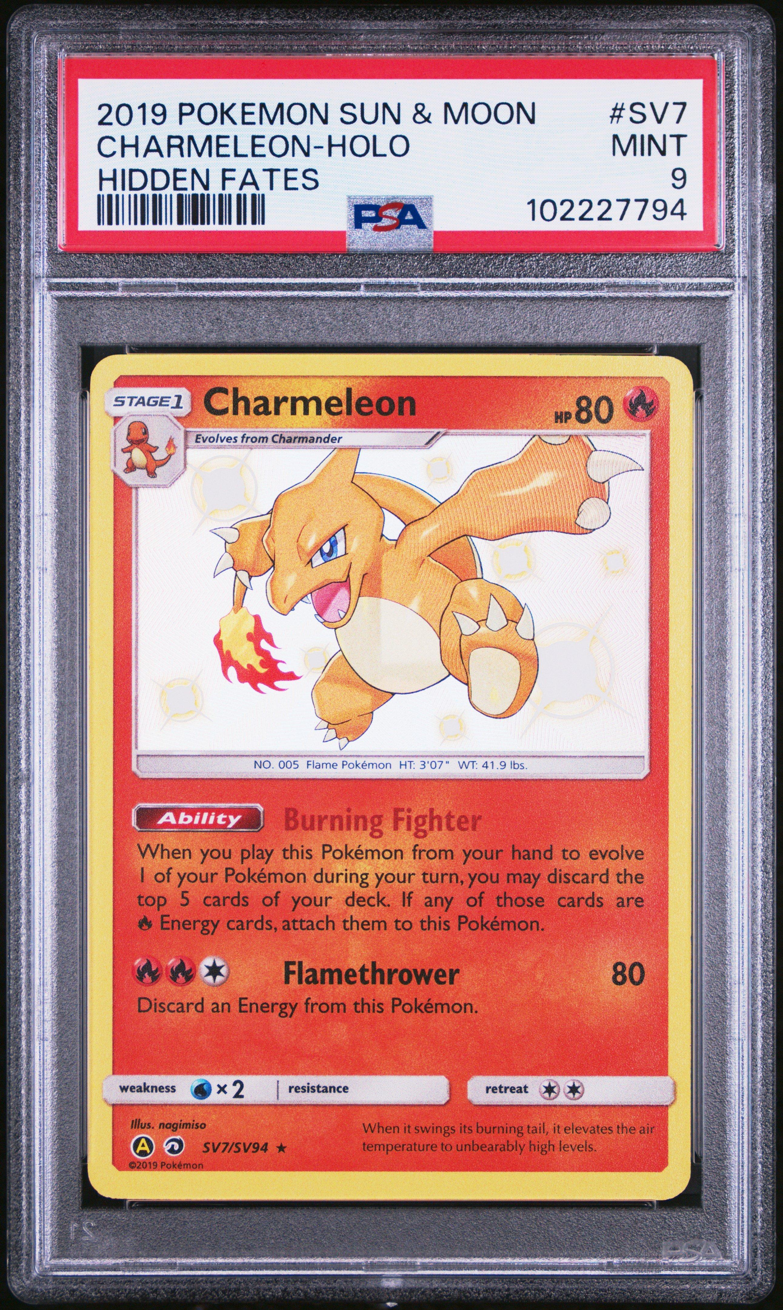 2019 Pokemon Sun & Moon Hidden Fates Sv7 Charmeleon-holo PSA