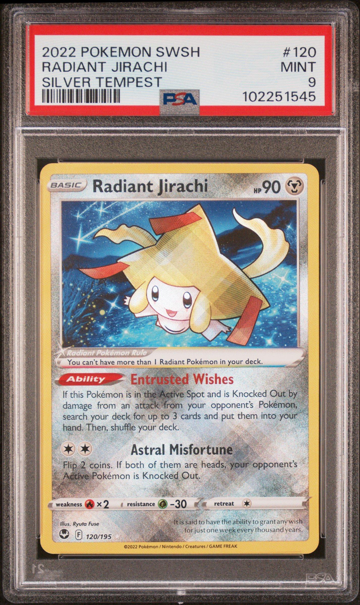 2022 Pokemon Sword & Shield Silver Tempest 120 Radiant Jirachi PSA