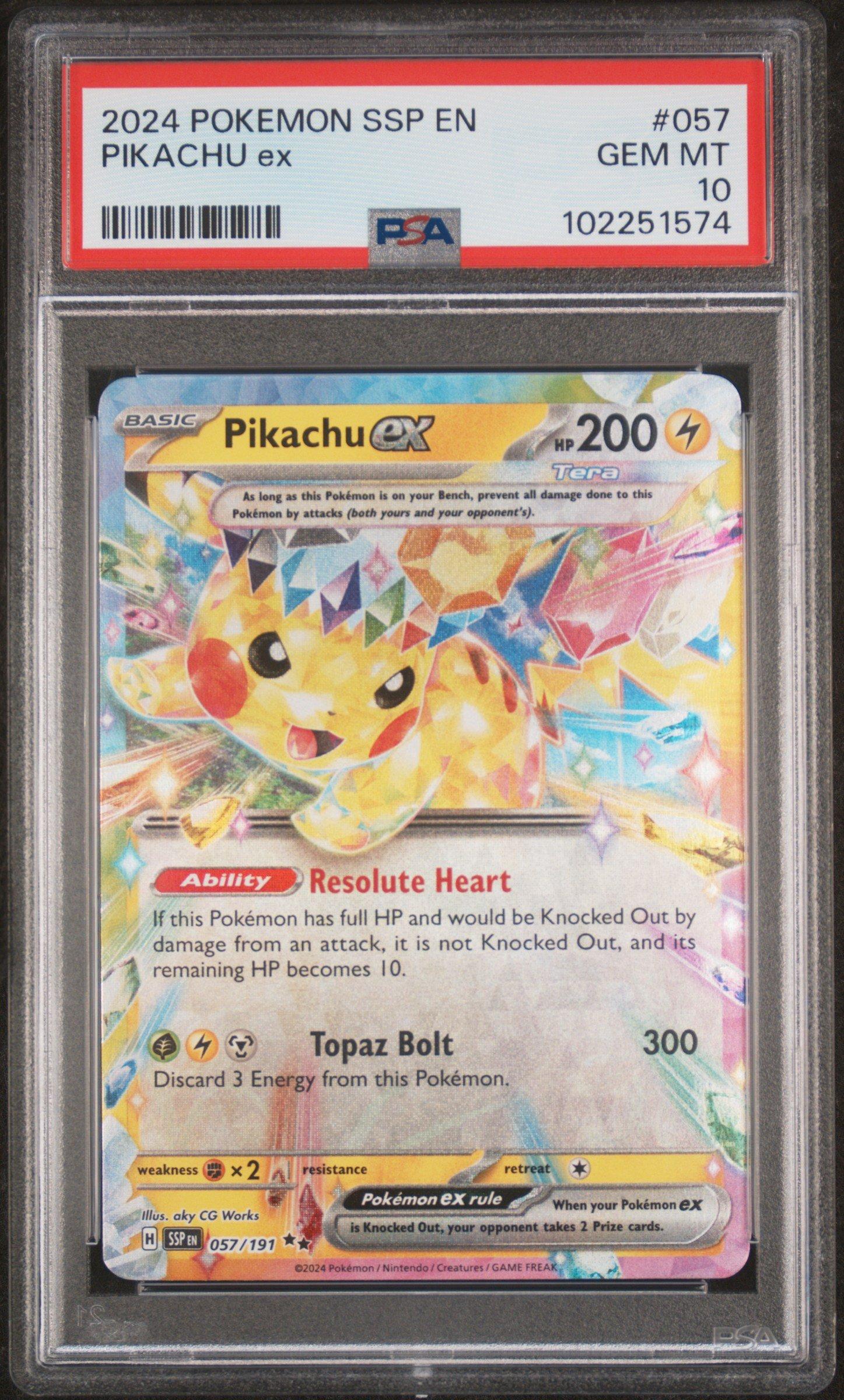 2024 Pokemon Ssp En-surging Sparks 057 Pikachu Ex PSA 10 Graded