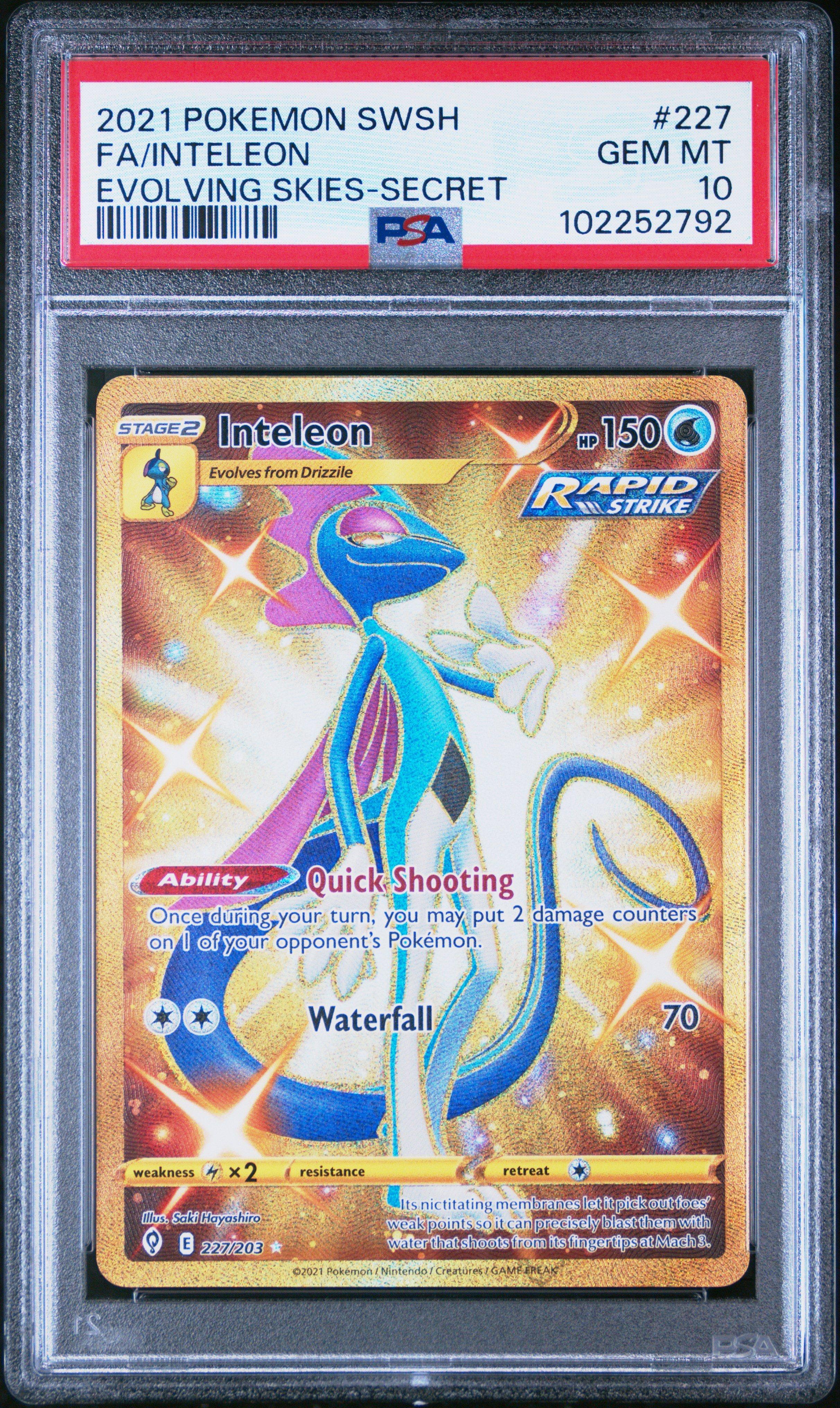 2021 Pokemon Sword & Shield Evolving Skies 227 Full Art/inteleon Secret PSA