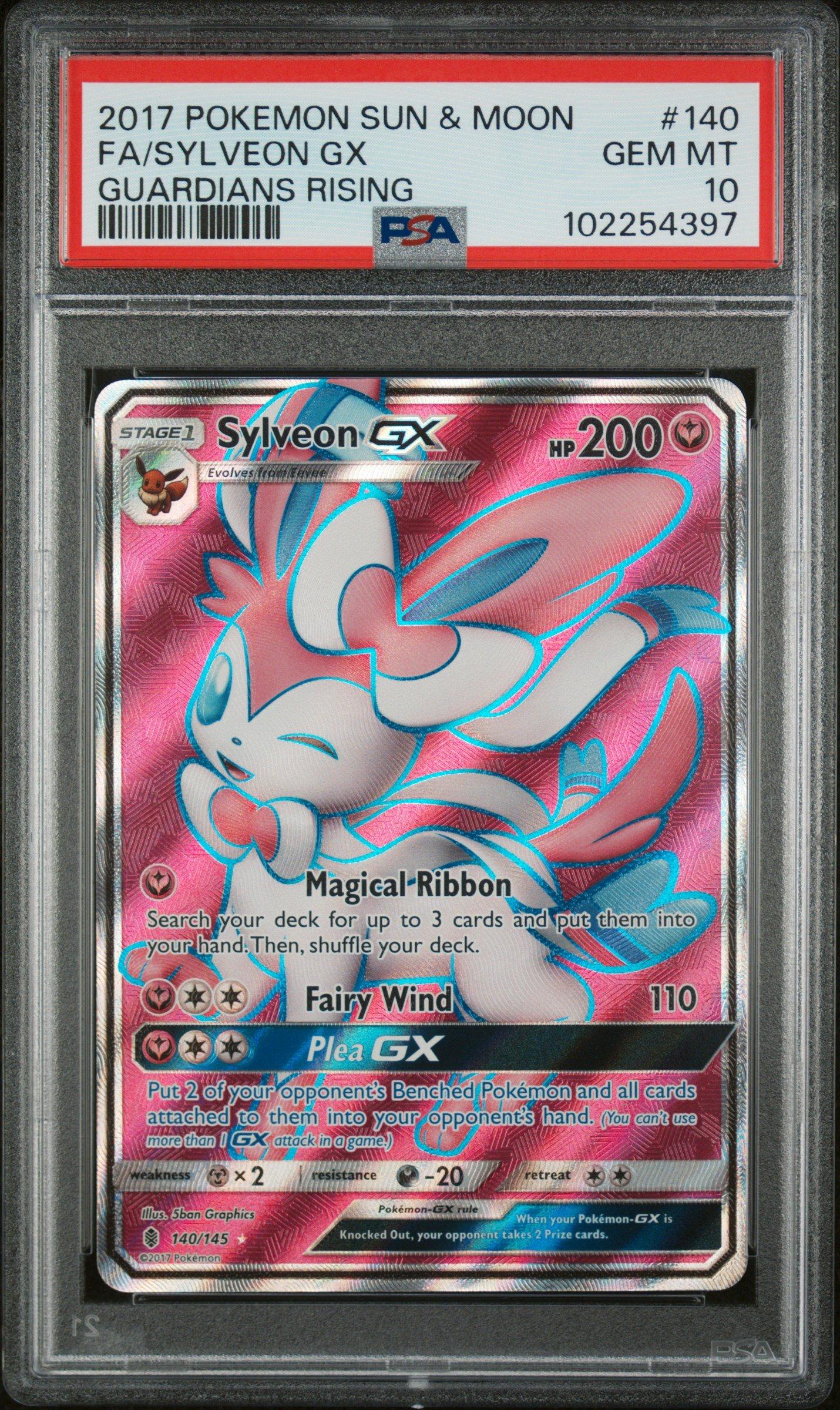 2017 Pokemon Sun & Moon Guardians Rising 140 Full Art/sylveon Gx PSA